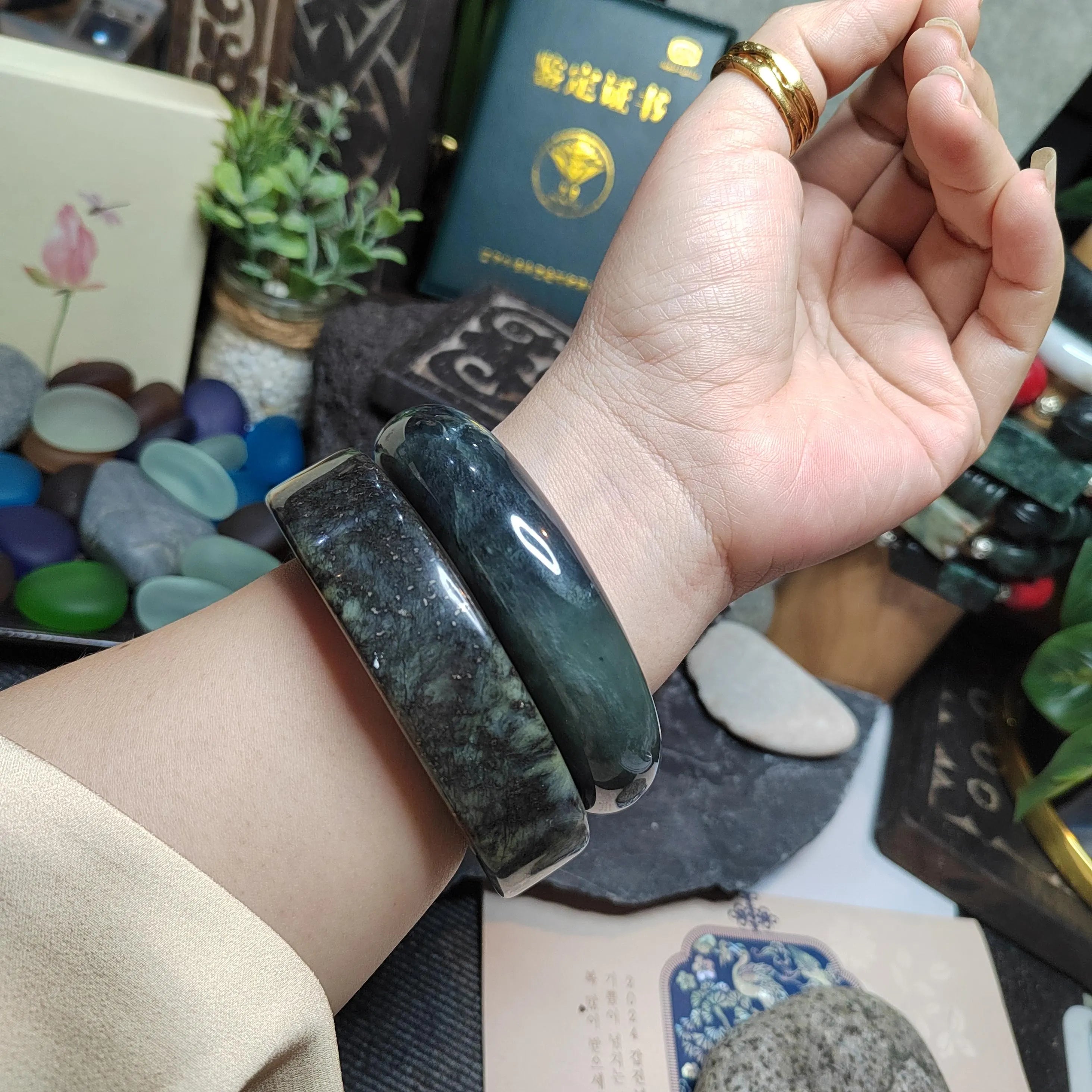 Certified Natural Xiuyan Large Thick Flat Cut Jade Bangle | 59.8mm SL490 SL Precious
