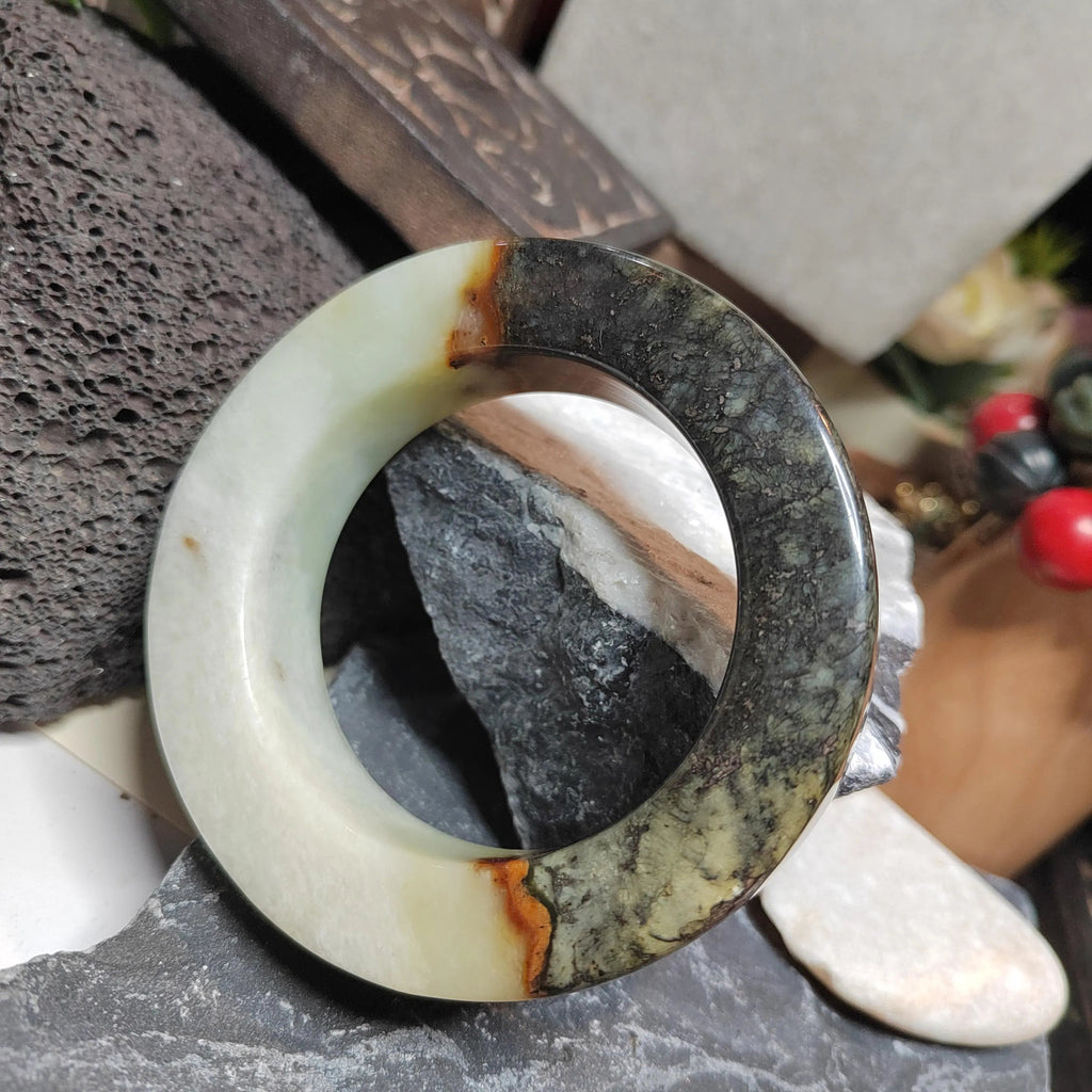 Certified Natural Xiuyan Large Thick Flat Cut Jade Bangle | 59.8mm SL490 SL Precious