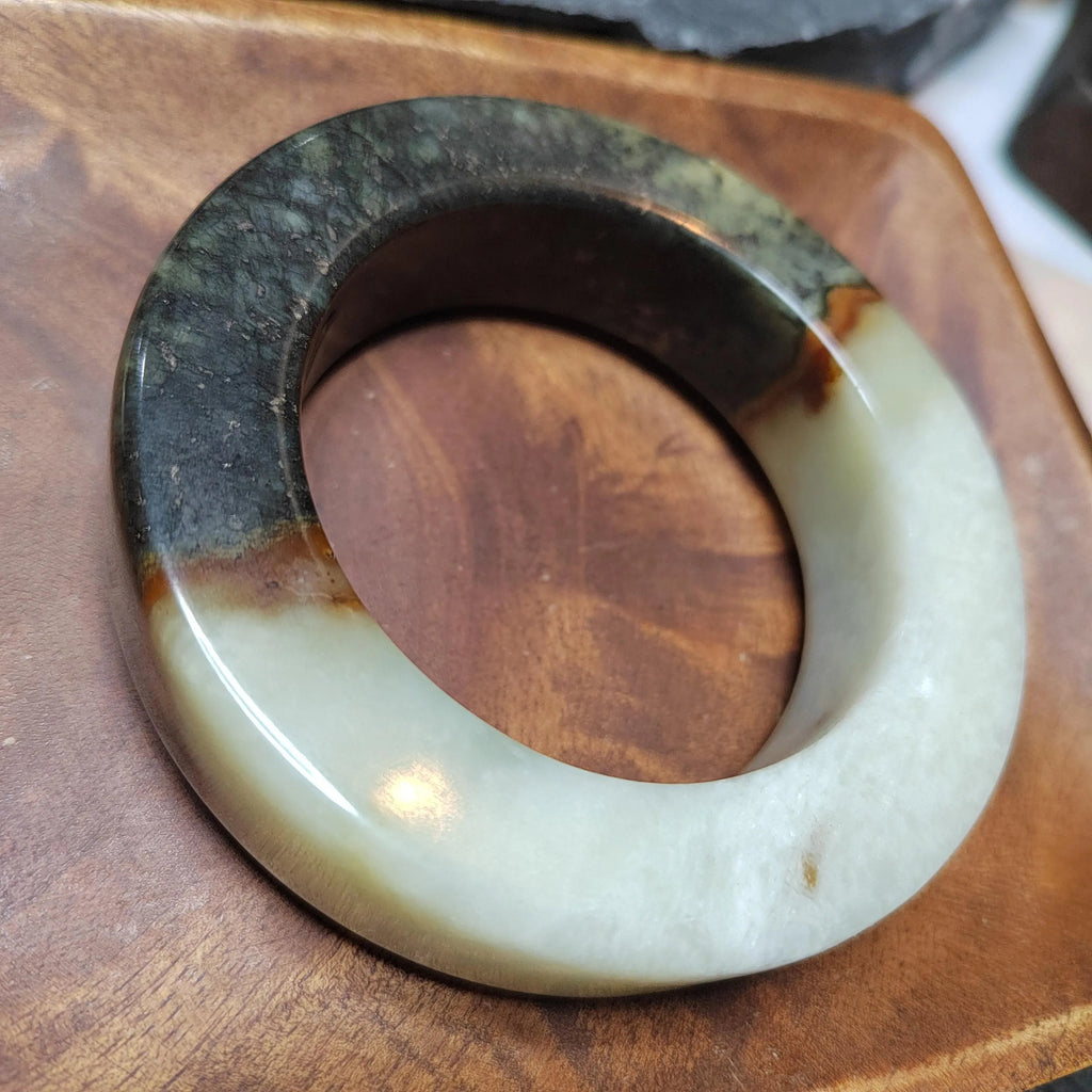 Certified Natural Xiuyan Large Thick Flat Cut Jade Bangle | 59.8mm SL490 SL Precious