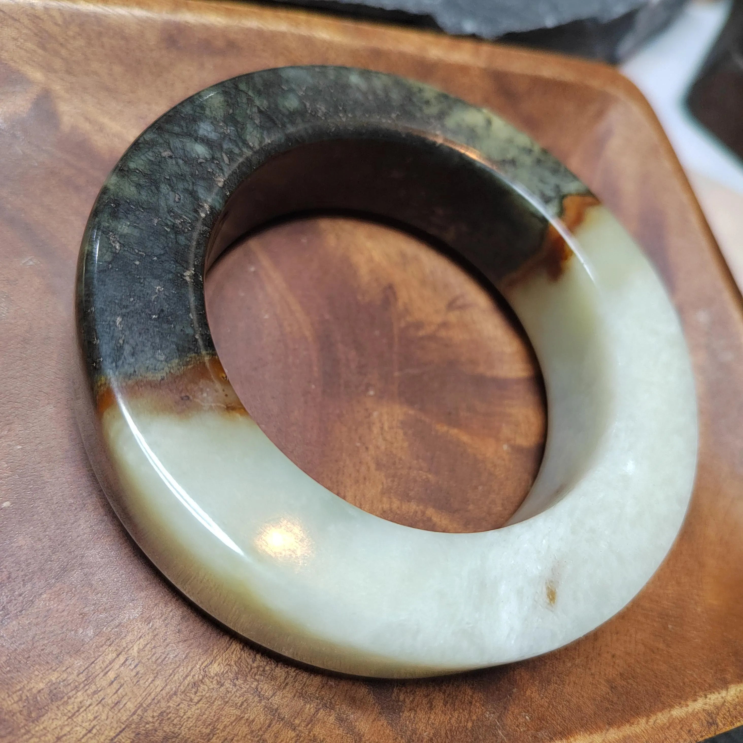 Certified Natural Xiuyan Large Thick Flat Cut Jade Bangle | 59.8mm SL490 SL Precious