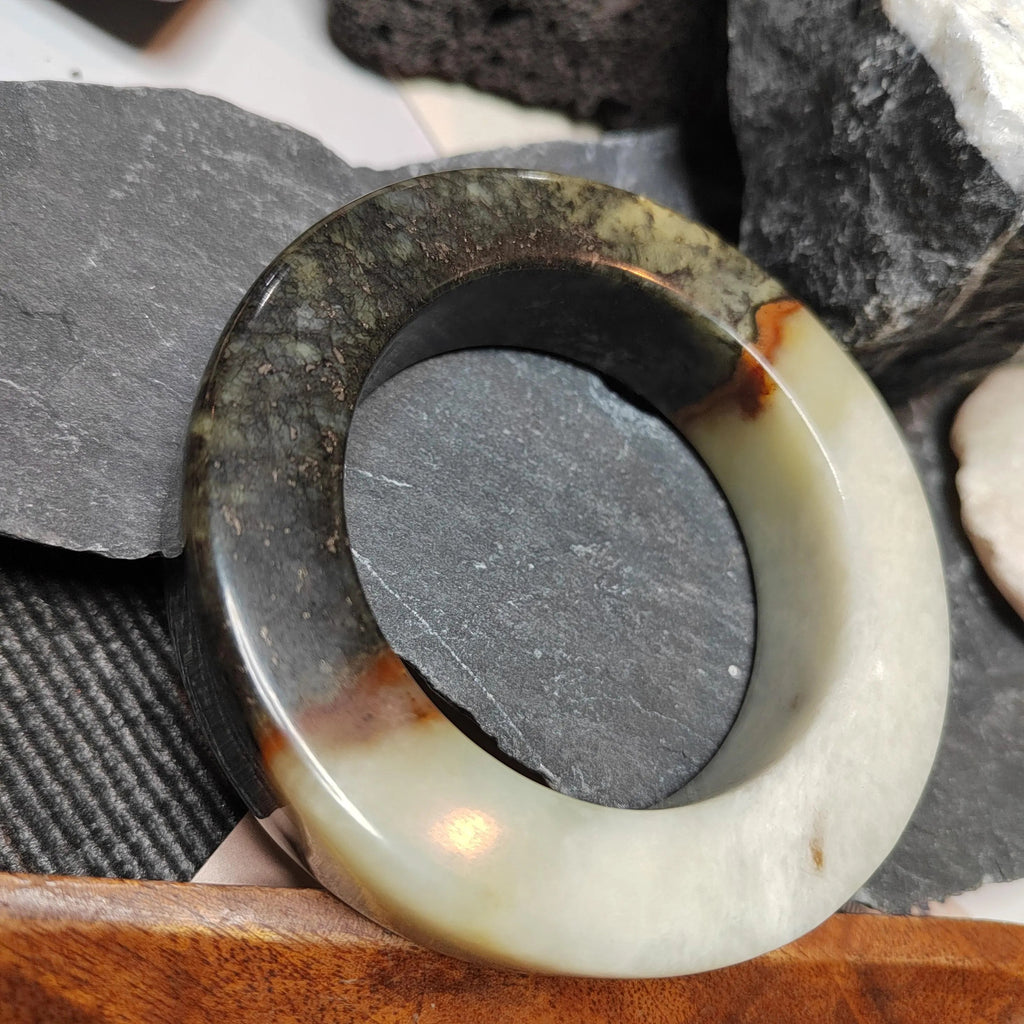 Certified Natural Xiuyan Large Thick Flat Cut Jade Bangle | 59.8mm SL490 SL Precious