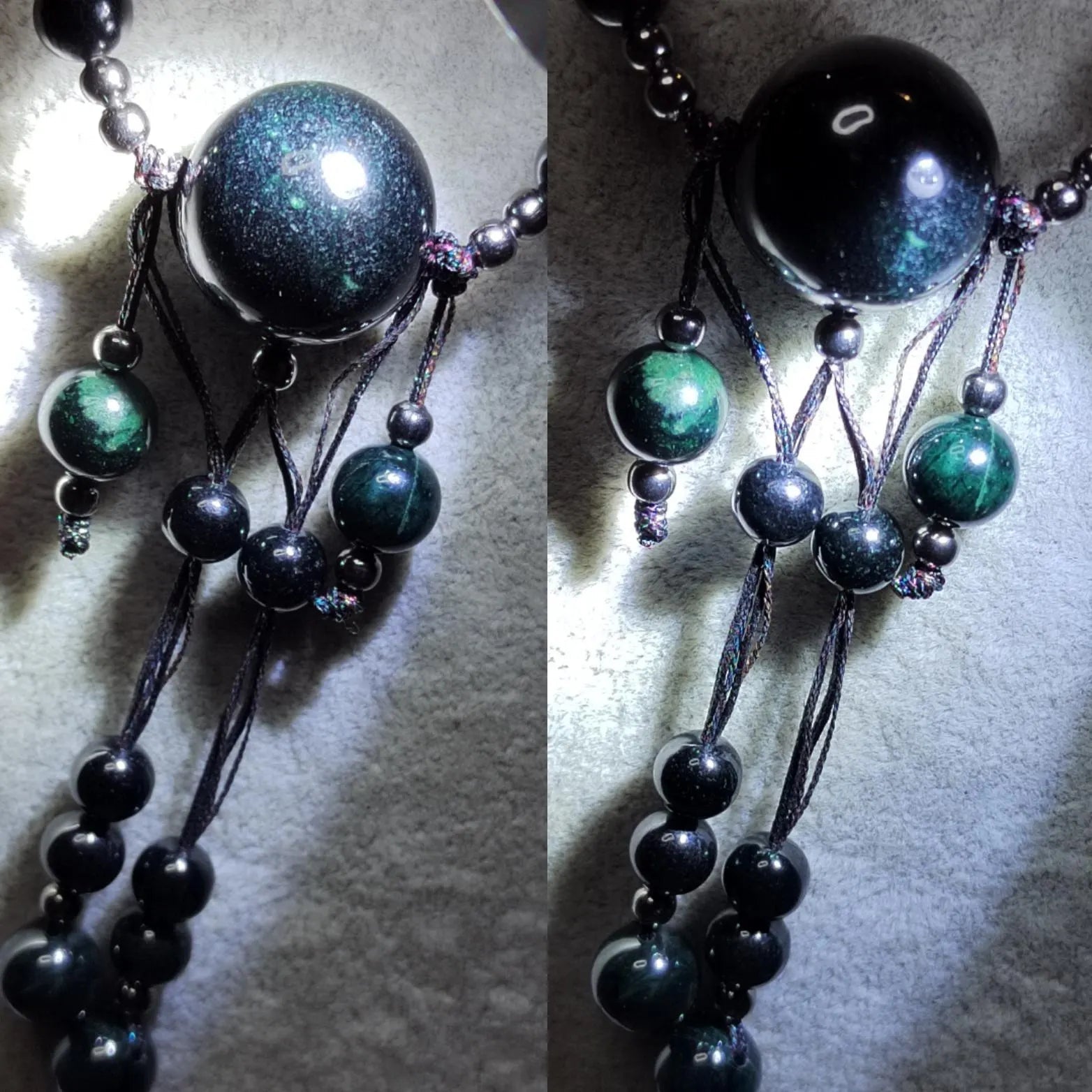 Certified Black Ink Jadeite Necklace Set | Burmese Mala, Earrings & Bracelet SL508 SL Precious