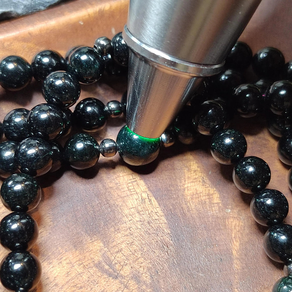 Certified Black Ink Jadeite Necklace Set | Burmese Mala, Earrings & Bracelet SL508 SL Precious