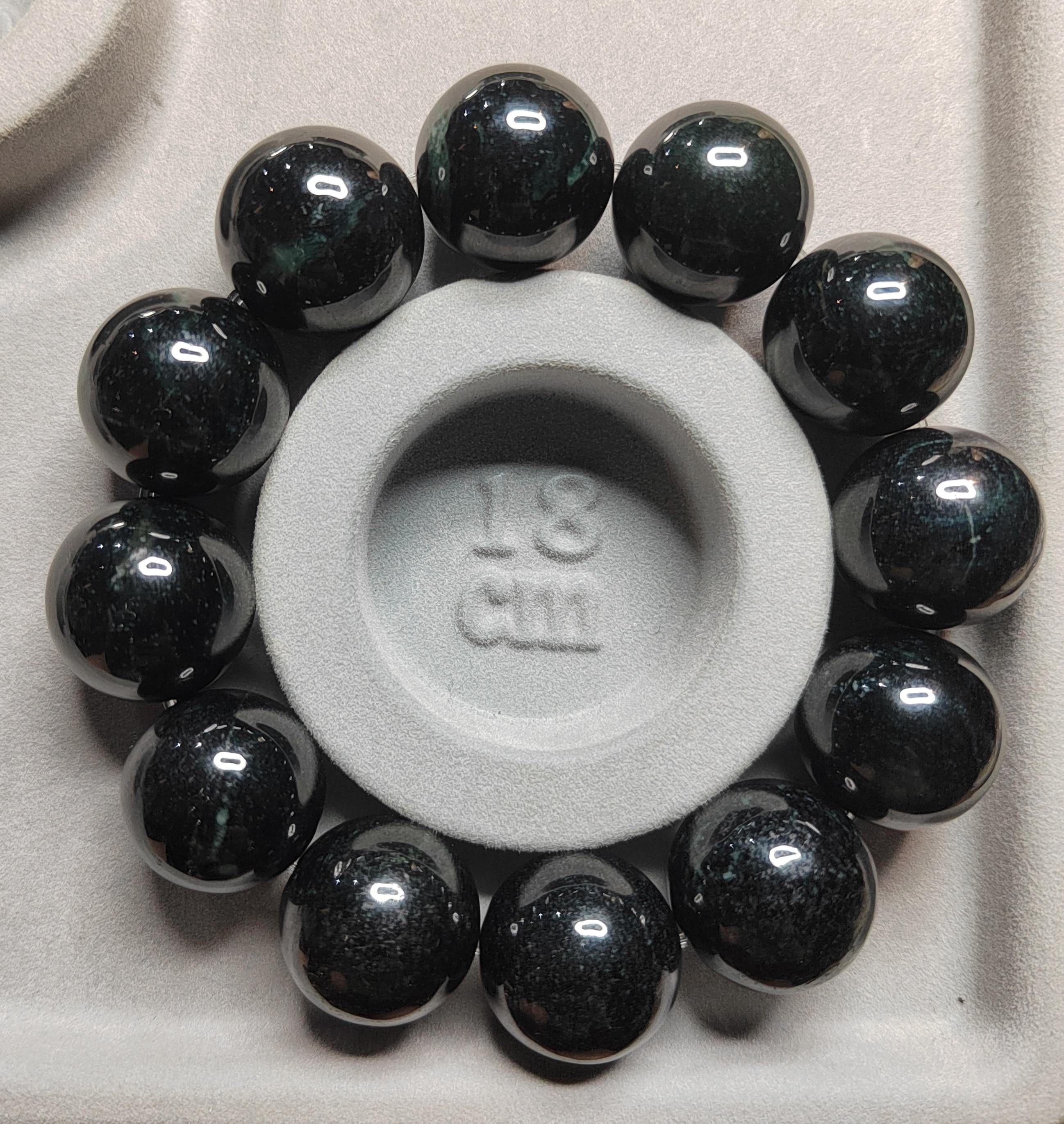 Certified Burmese Black Ink Jadeite Bracelet | 18–19 cm Wrist | Collector’s Privilege — SL510 SL Precious