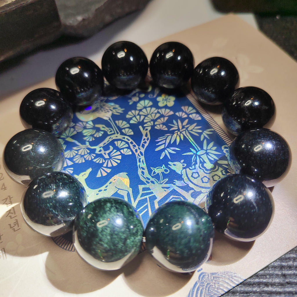 Certified Burmese Black Ink Jadeite Bracelet | 18–19 cm Wrist | Collector’s Privilege — SL510 SL Precious