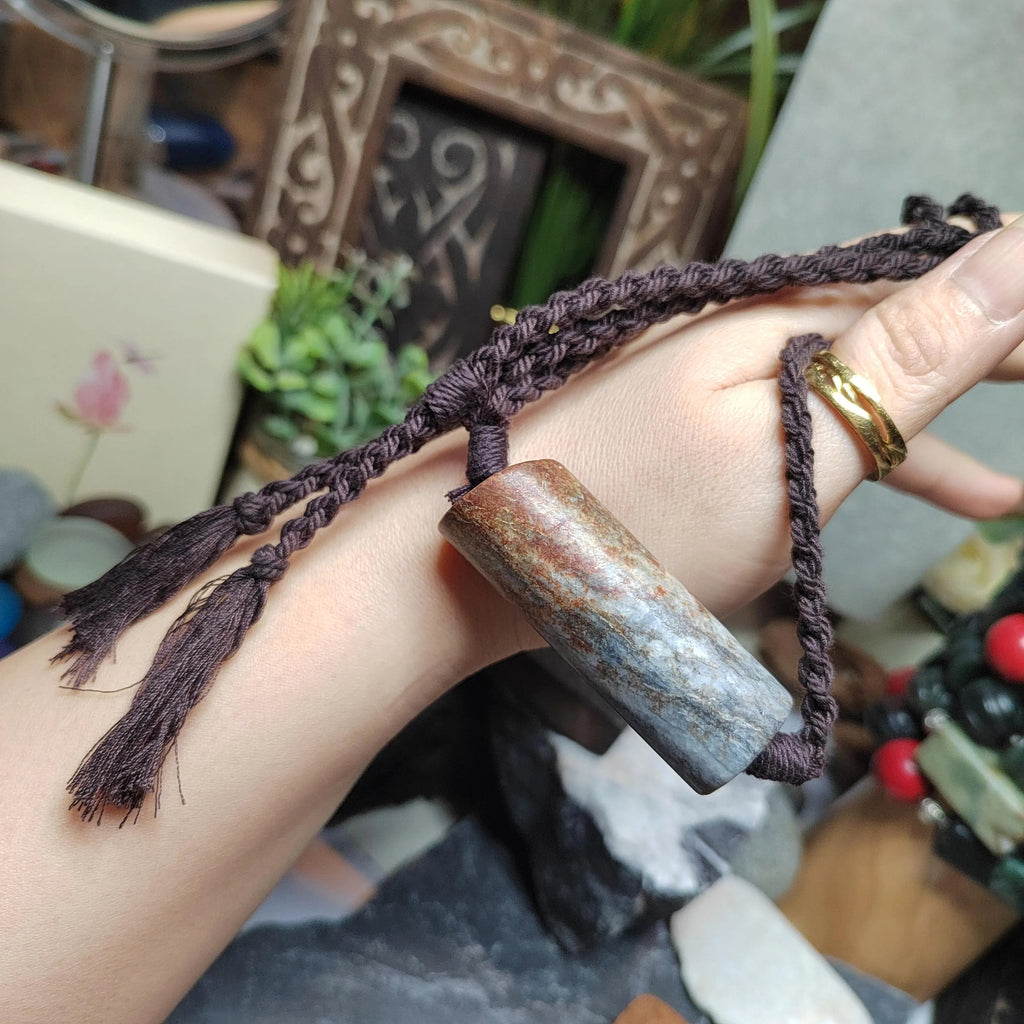 Certified Hemo Jade Pendant | Rare Nephrite Jade | 58mm Natural Stone Necklace 段树林河磨玉带红草吊坠SL512 SL Precious