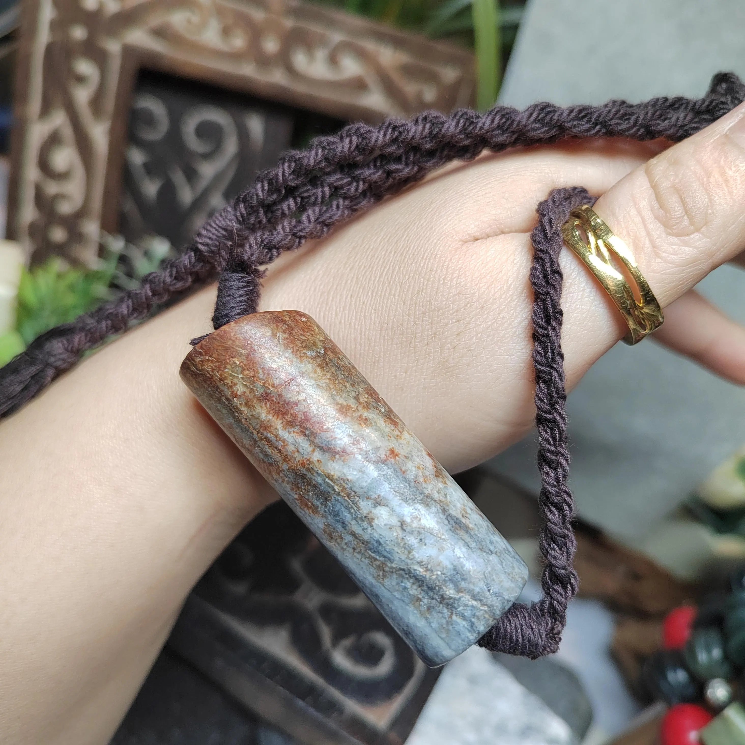 Certified Hemo Jade Pendant | Rare Nephrite Jade | 58mm Natural Stone Necklace 段树林河磨玉带红草吊坠SL512 SL Precious