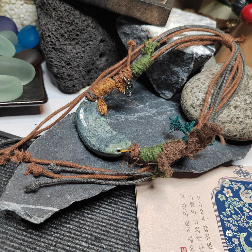 Certified Handmade 2‑Ways Design Pendant Necklace & Bracelet 段树林河磨玉枕头水草 | SL513 SL Precious