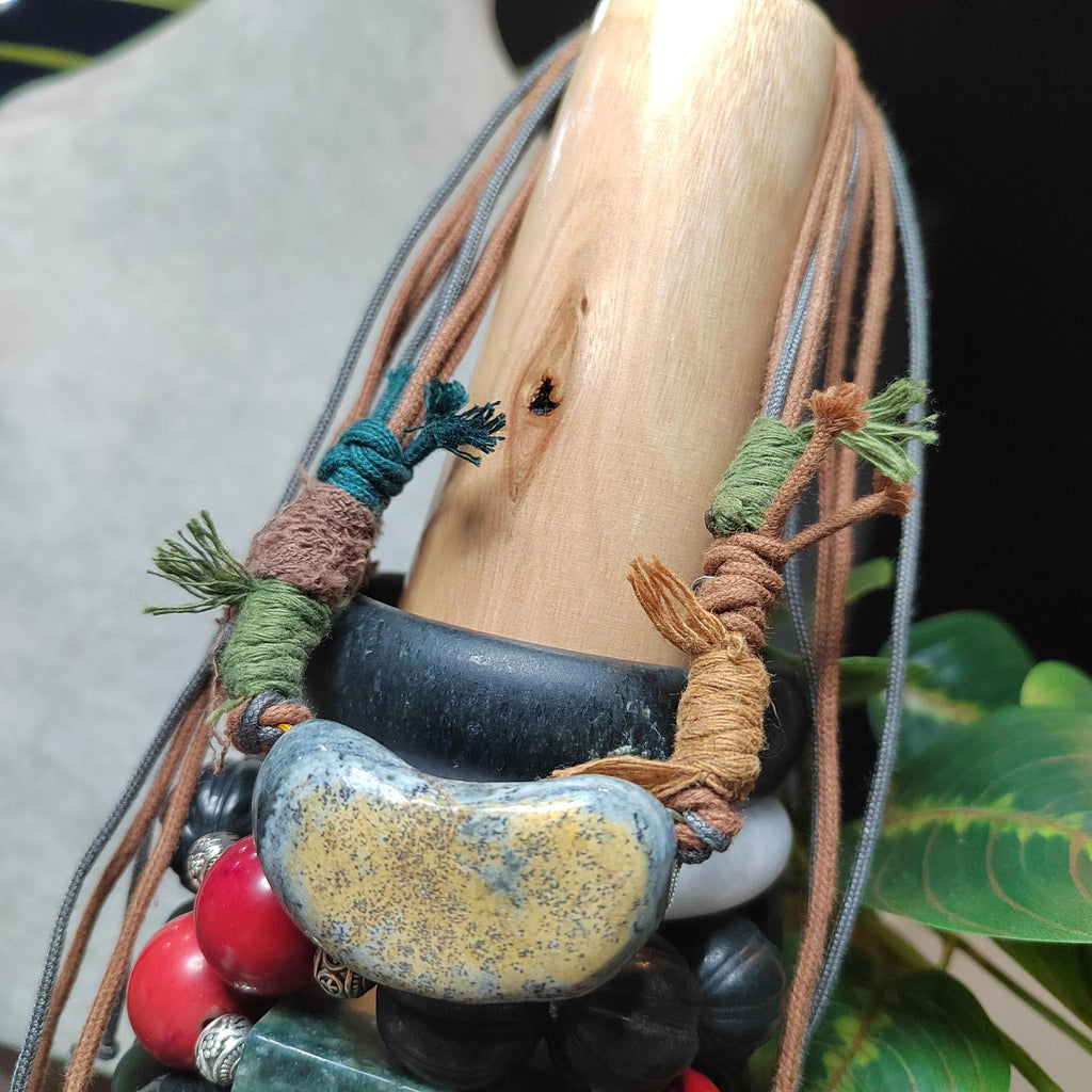 Certified Handmade 2‑Ways Design Pendant Necklace & Bracelet 段树林河磨玉枕头水草 | SL513 SL Precious