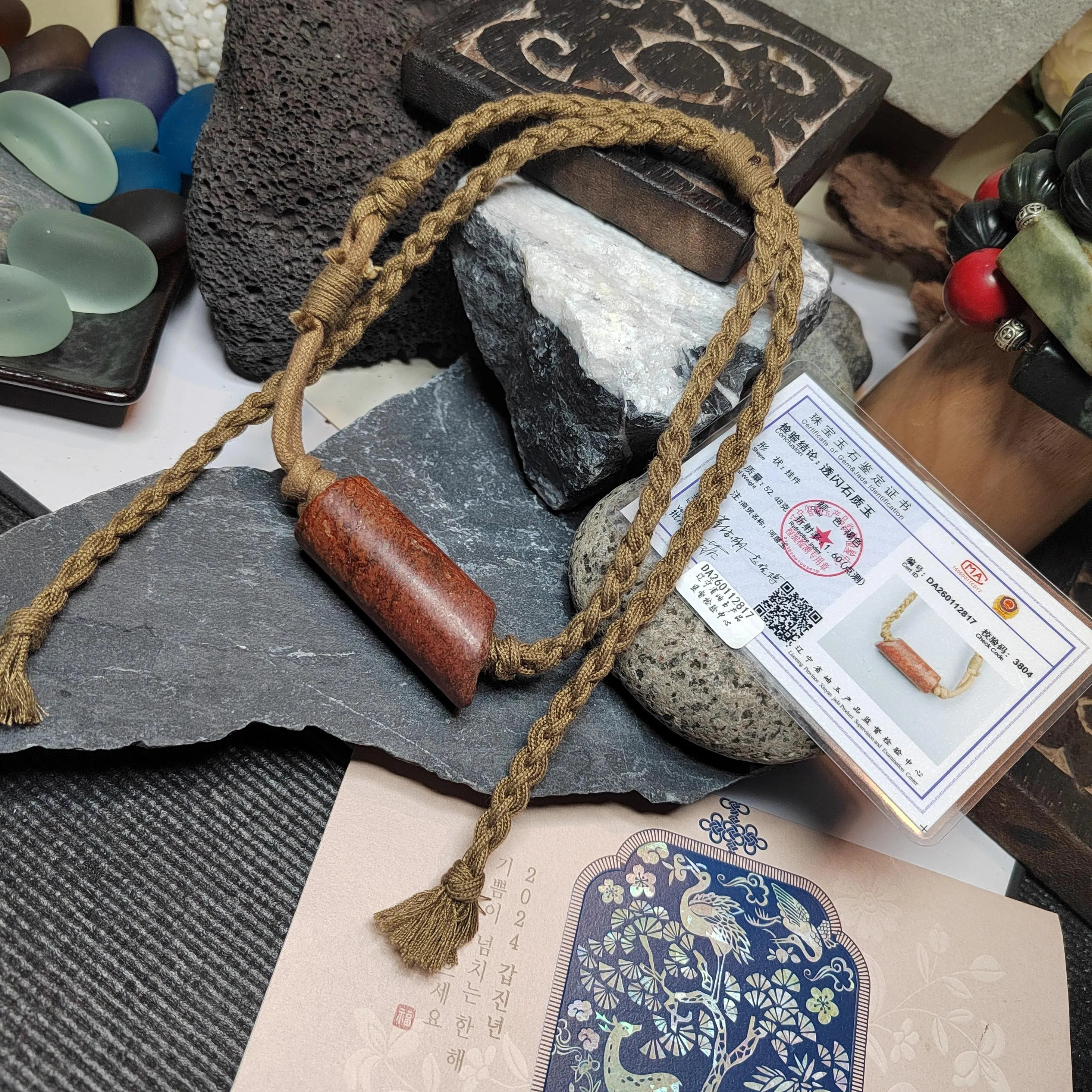 Certified Natural Handmade Design Hemo Jade Pendant Necklace Bracelet 河磨玉火燎皮原皮 | SL514 SL Precious