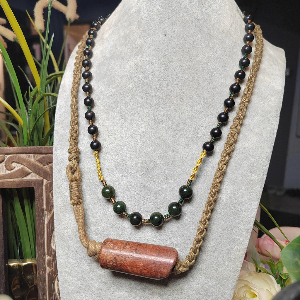 Certified Natural Handmade Design Hemo Jade Pendant Necklace Bracelet 河磨玉火燎皮原皮 | SL514 SL Precious