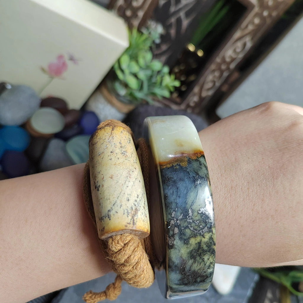 Certified Natural Xiuyan Large Thick Flat Cut Jade Bangle | 59.8mm SL490 SL Precious