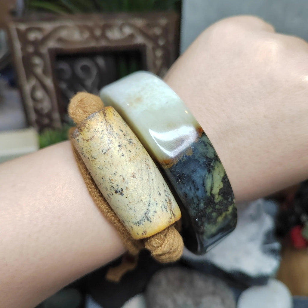 Certified Natural Xiuyan Large Thick Flat Cut Jade Bangle | 59.8mm SL490 SL Precious