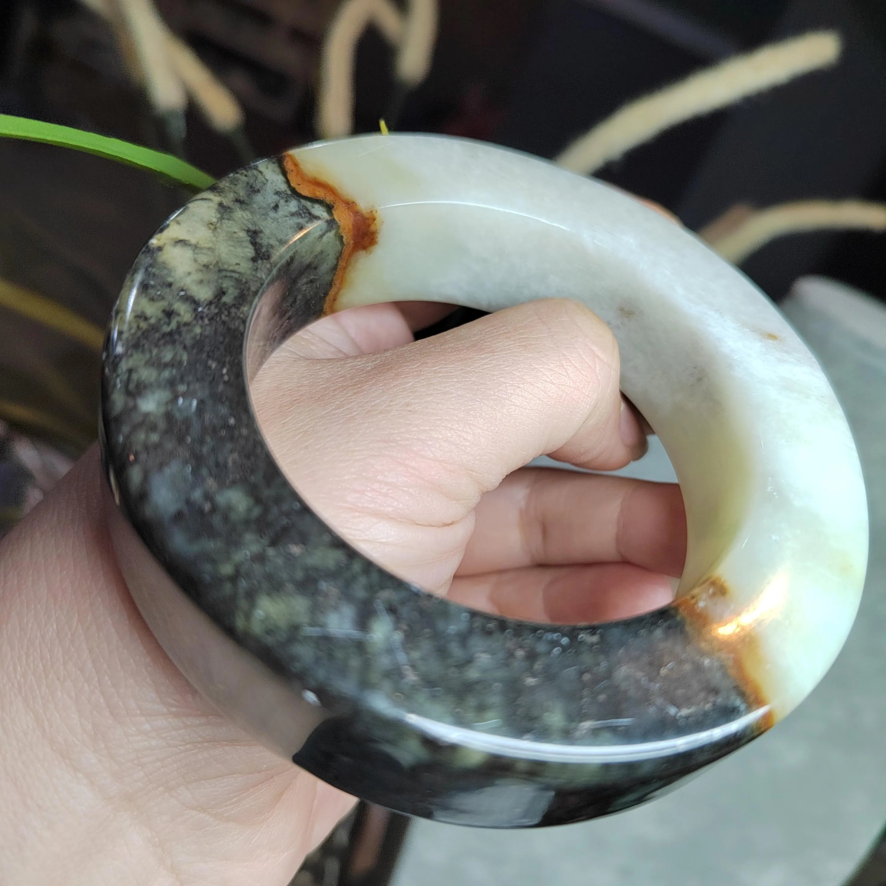 Certified Natural Xiuyan Large Thick Flat Cut Jade Bangle | 59.8mm SL490 SL Precious