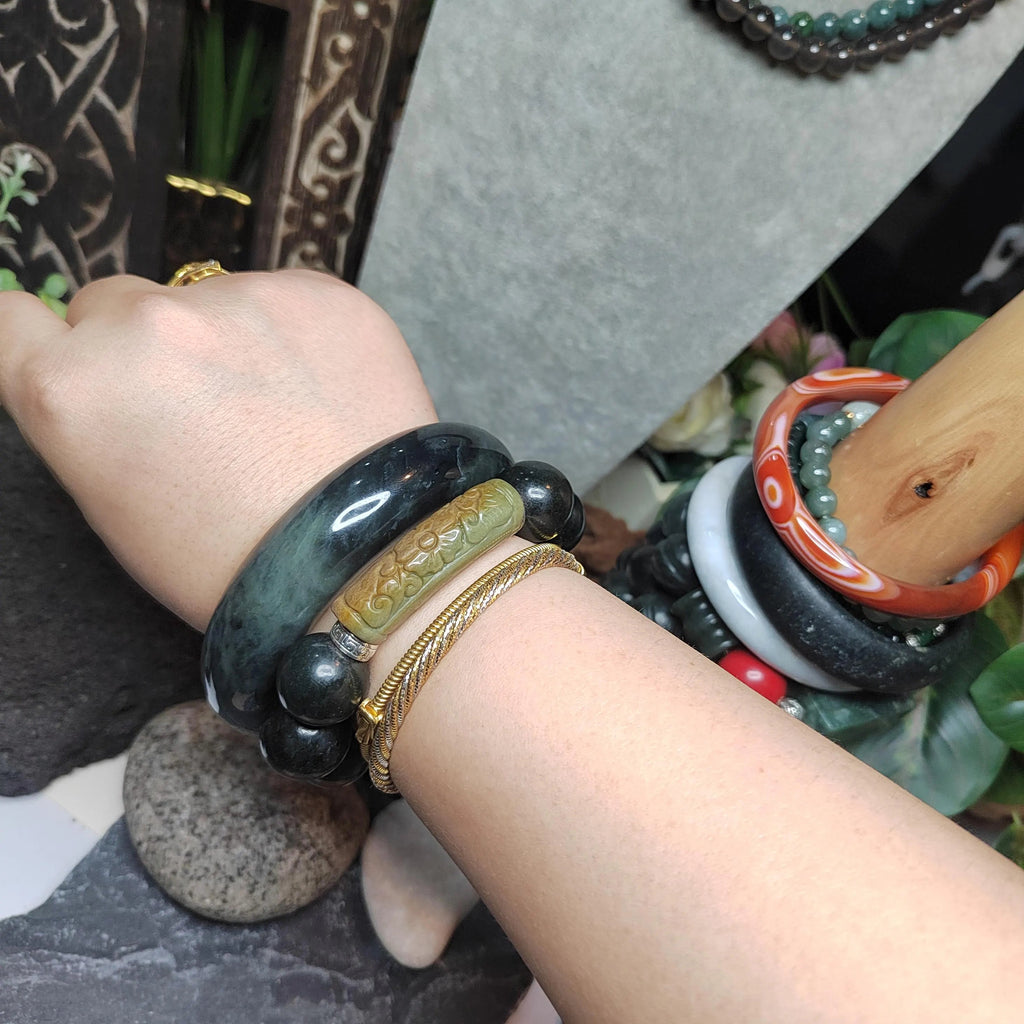 Certified Natural Xiuyan Jade Large Thick Collector’s Bangle | (60mm) SL176 SL Precious