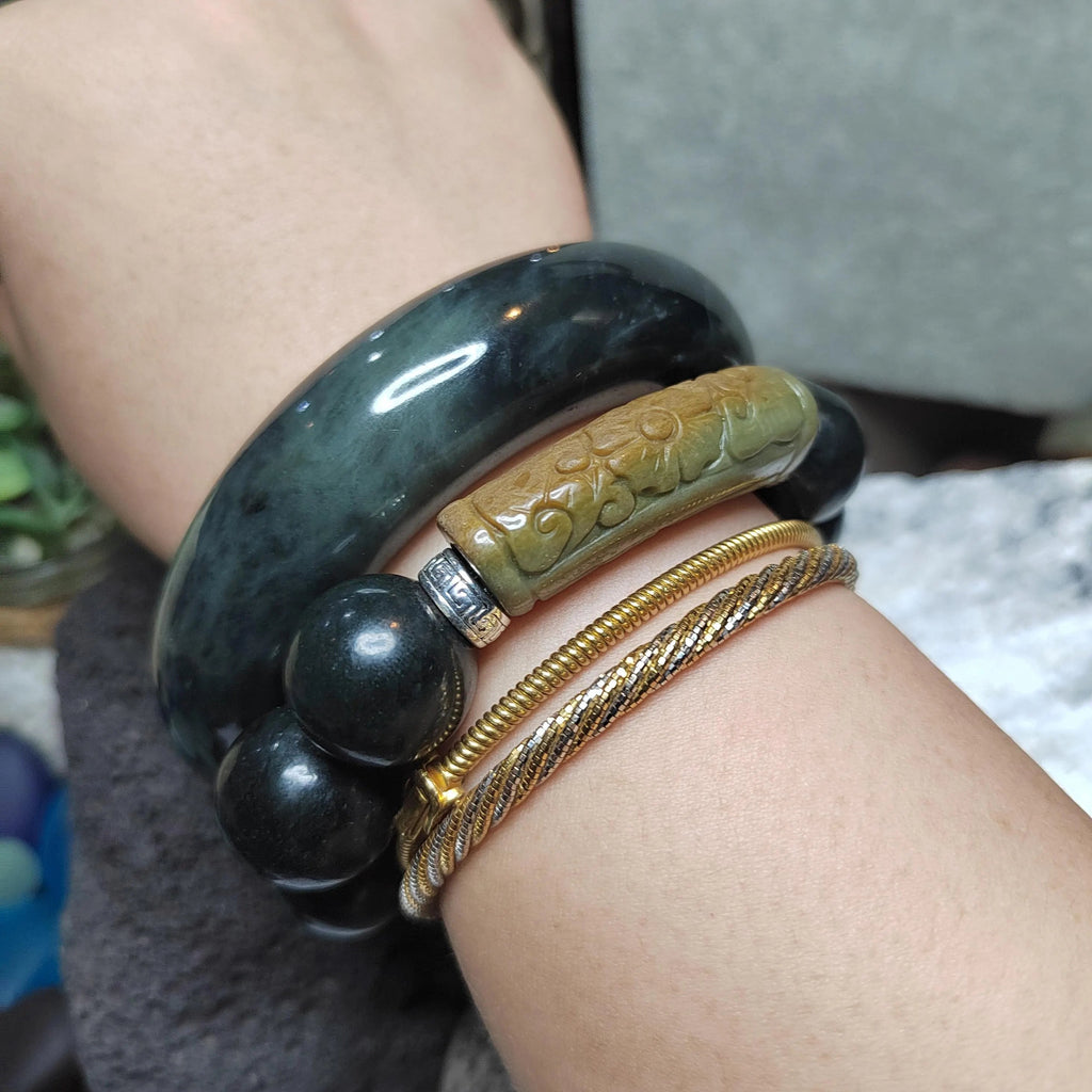 Certified Natural Xiuyan Jade Large Thick Collector’s Bangle | (60mm) SL176 SL Precious