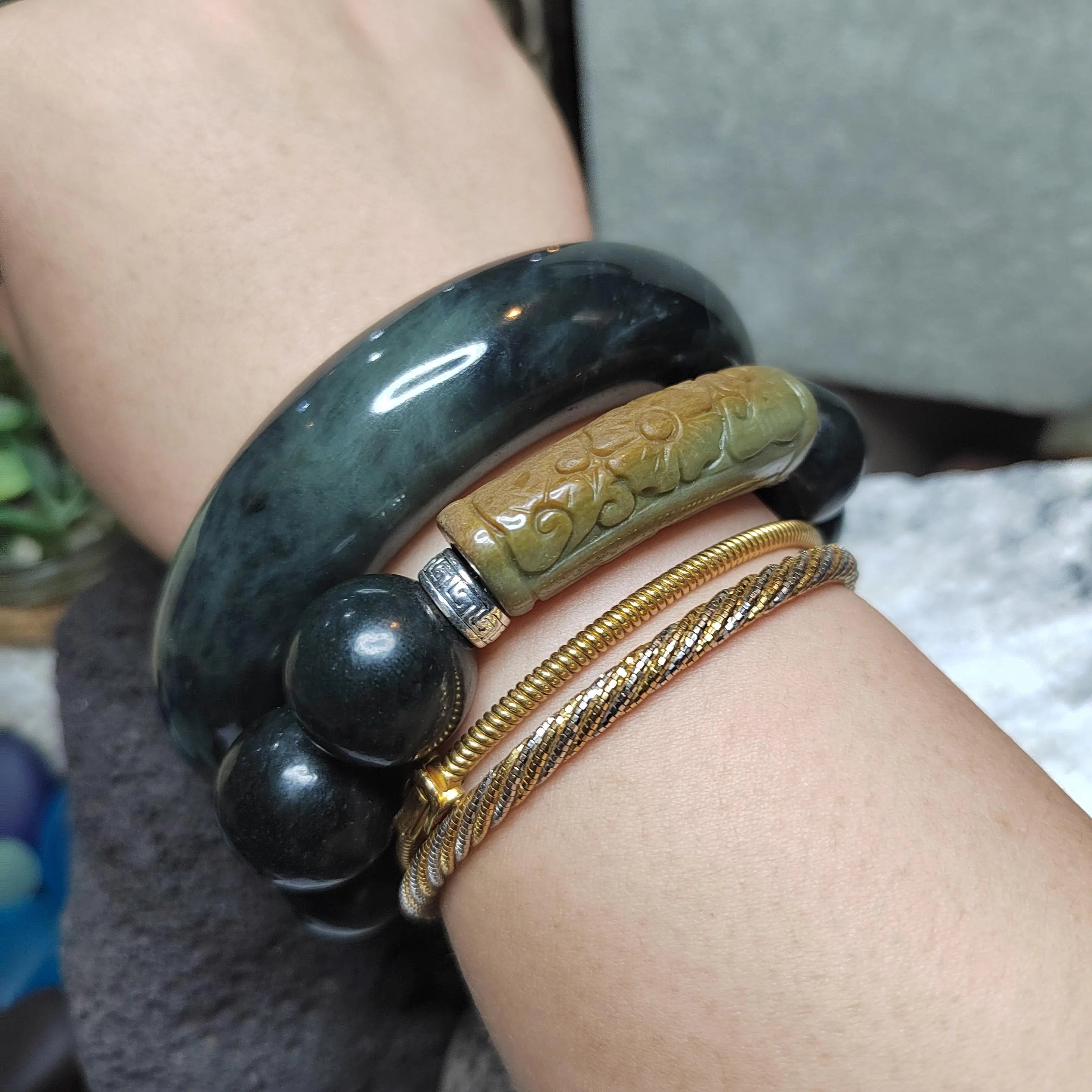 Certified Natural Xiuyan Jade Large Thick Collector’s Bangle | (60mm) SL176 SL Precious