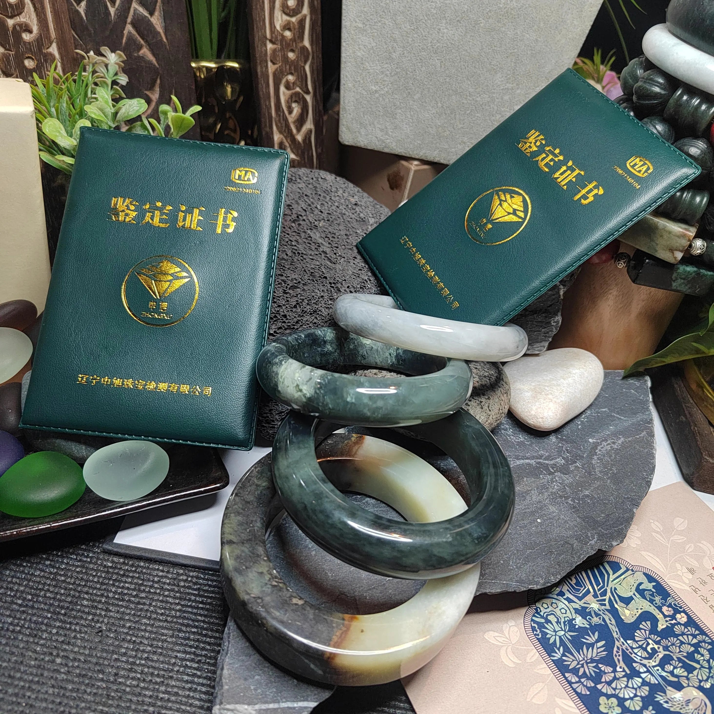 Certified Natural Xiuyan Jade Bangle | White‑Grey Floating Flower (64mm) SL178 SL Precious