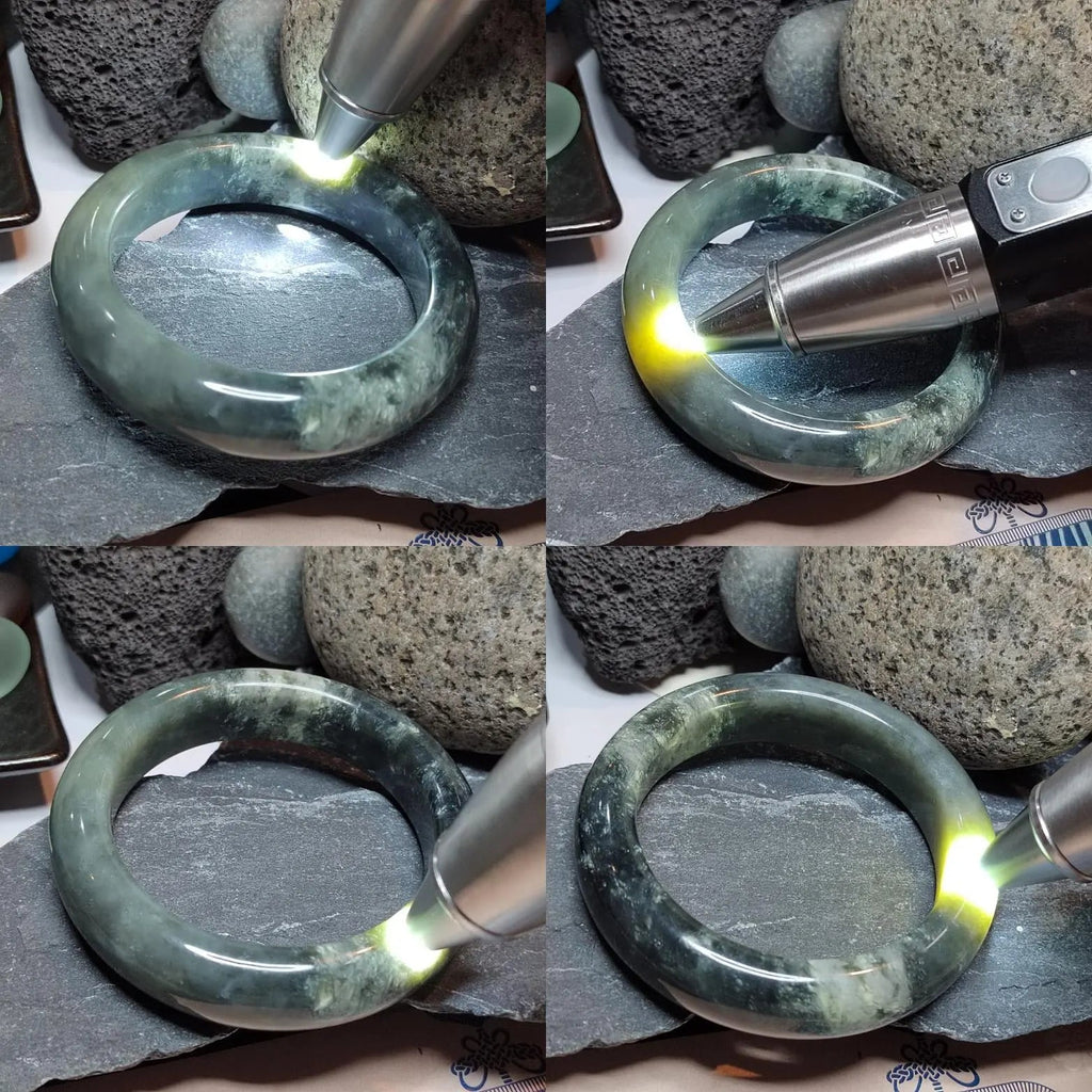 Certified Natural Medium Thick Xiuyan Jade Mistery Icy Blue Green Bangle | (61.8mm) SL178 SL Precious