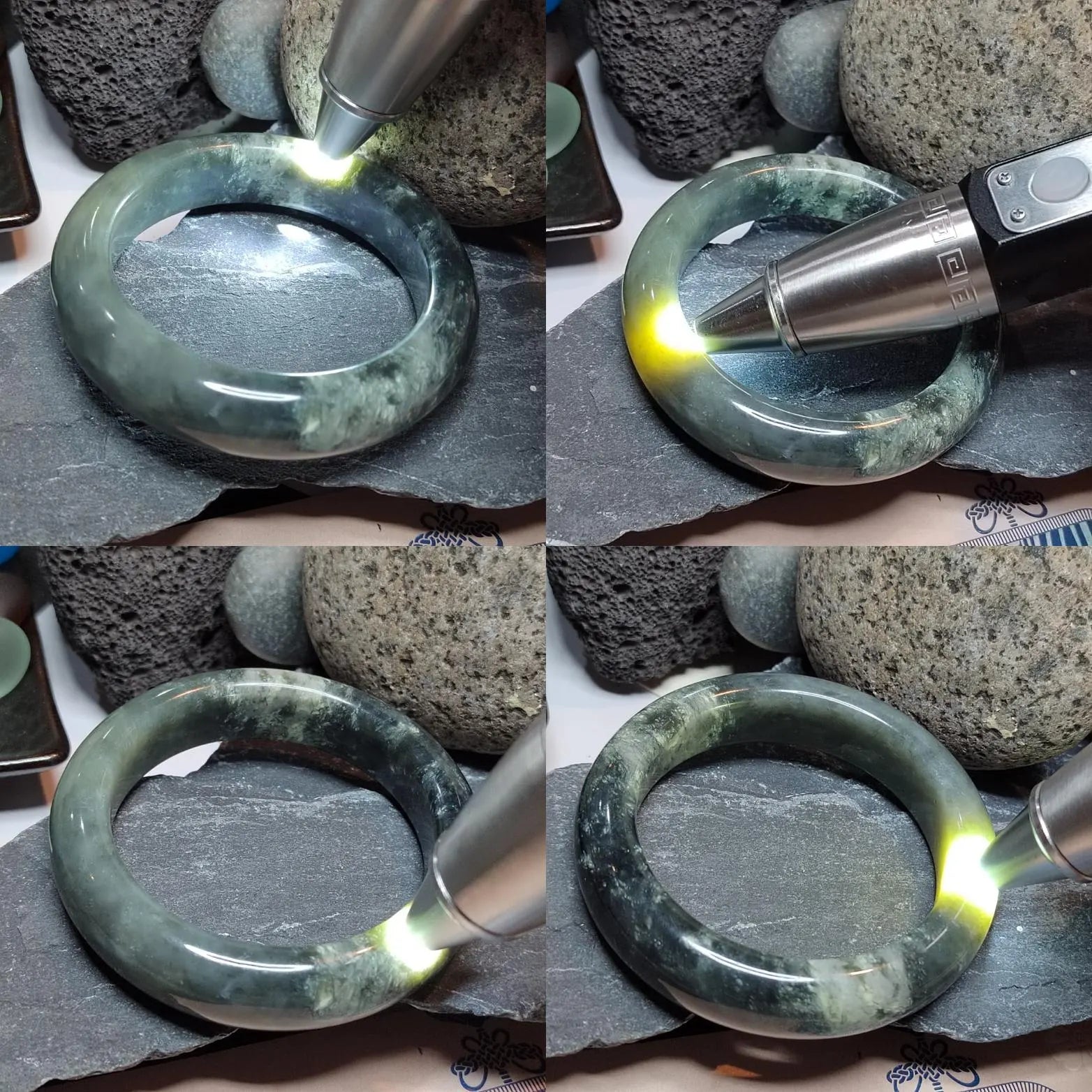 Certified Natural Medium Thick Xiuyan Jade Mistery Icy Blue Green Bangle | (61.8mm) SL178 SL Precious