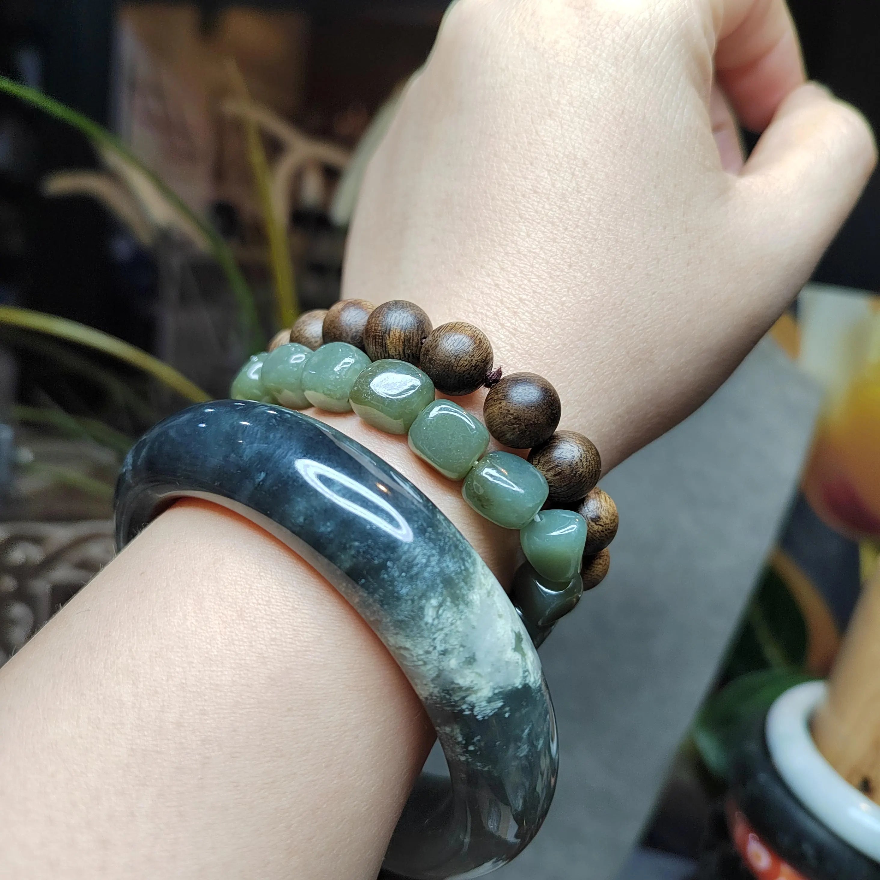 Certified Natural Medium Thick Xiuyan Jade Mistery Icy Blue Green Bangle | (61.8mm) SL178 SL Precious