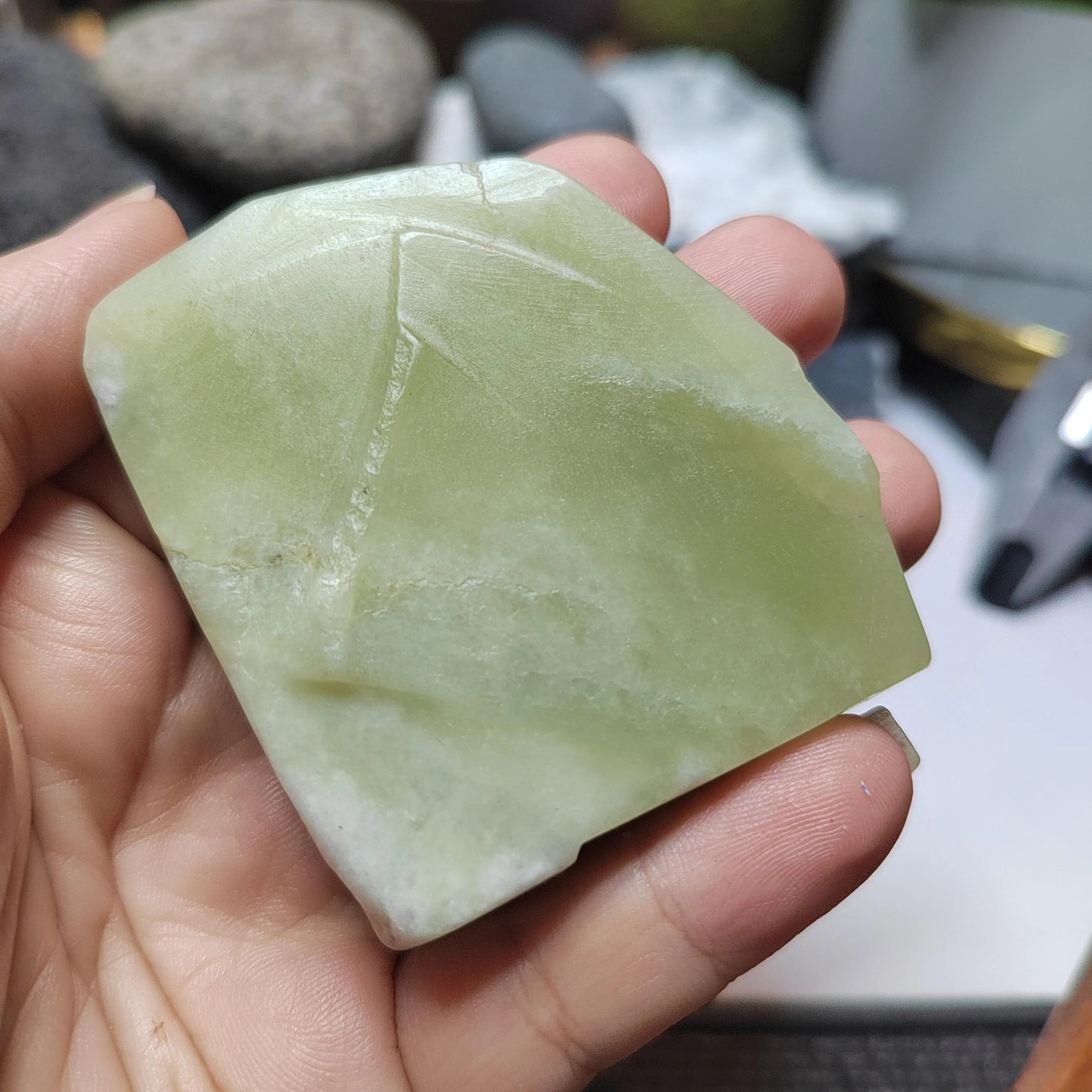 Nephrite Jade Raw Fragments • Huangkou Ice-Yellow with Water Grass Flower Pattern (454g) SL536 SL Precious