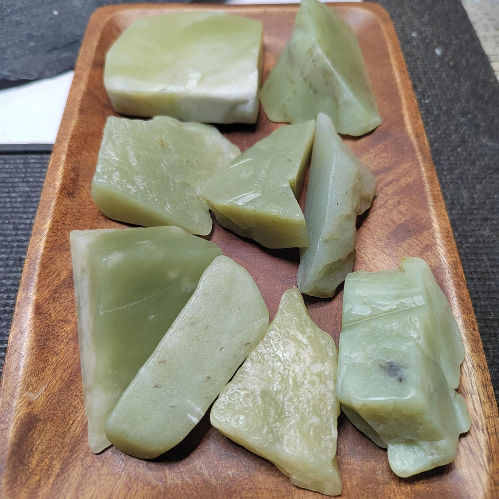 Nephrite Jade Raw Fragments • Huangkou Ice-Yellow with Water Grass Flower Pattern (454g) SL536 SL Precious