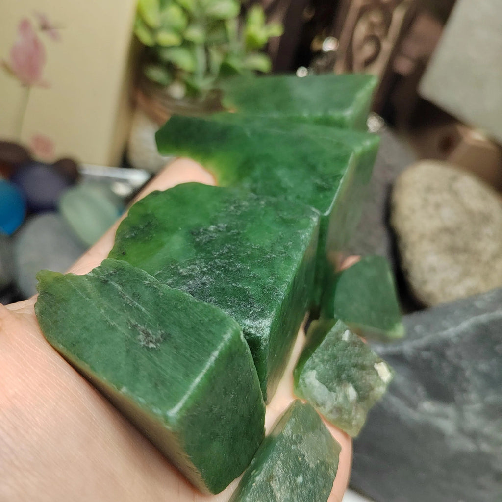 Natural DIY Green Nephrite Jade Raw Fragments · 446g Offcuts | SL538 SL Precious