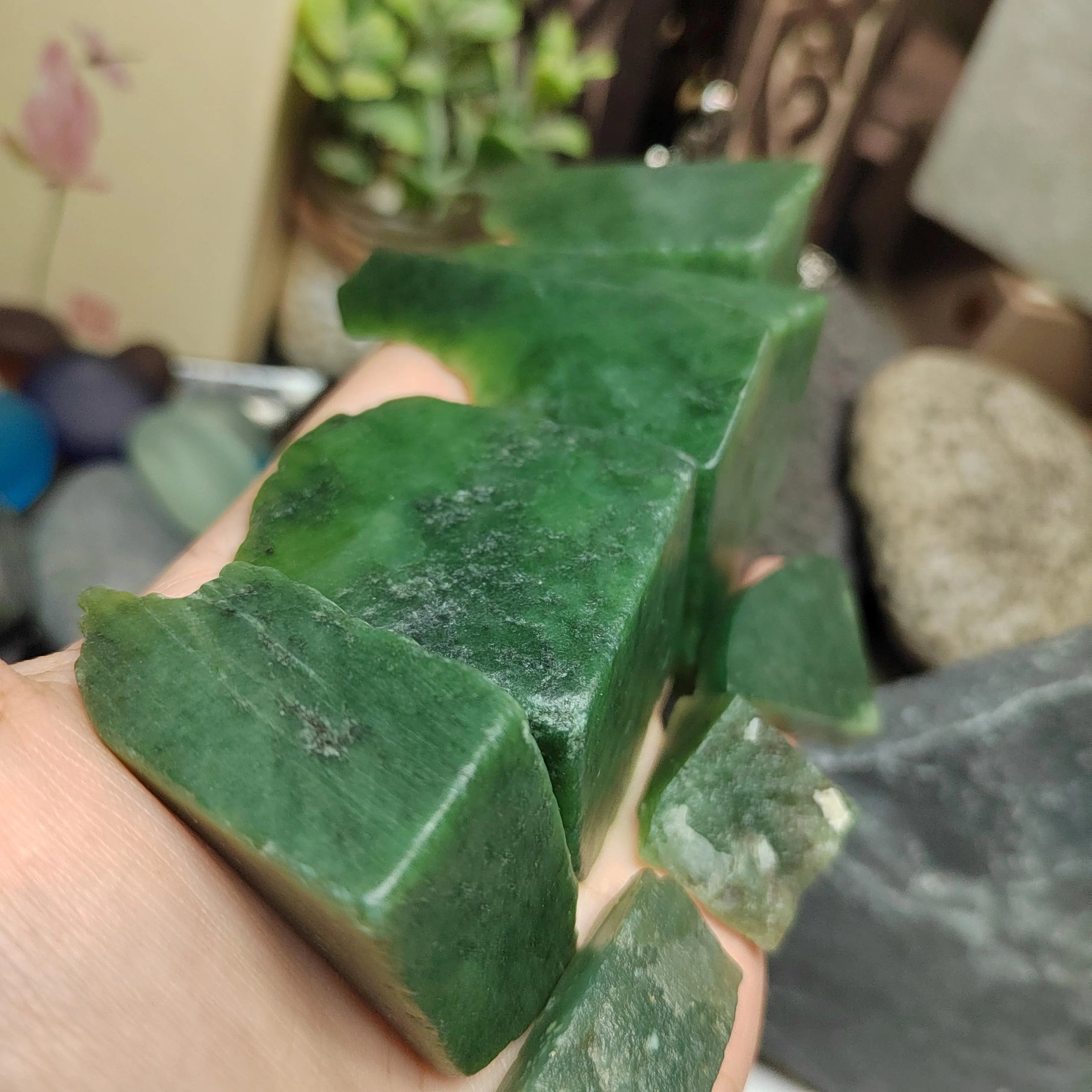 Natural DIY Green Nephrite Jade Raw Fragments · 446g Offcuts | SL538 SL Precious