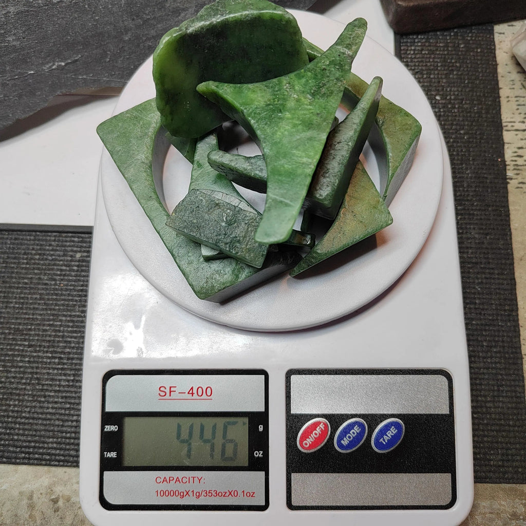 Natural DIY Green Nephrite Jade Raw Fragments · 446g Offcuts | SL538 SL Precious