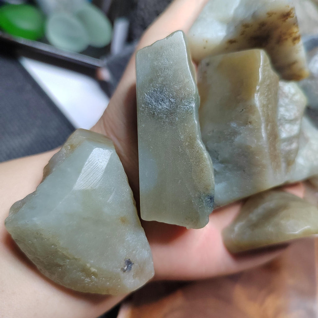 Natural DIY Nephrite Jade Raw Fragments · 476g Sugar Brown with Shuicao 花 Pattern | SL539 SL Precious