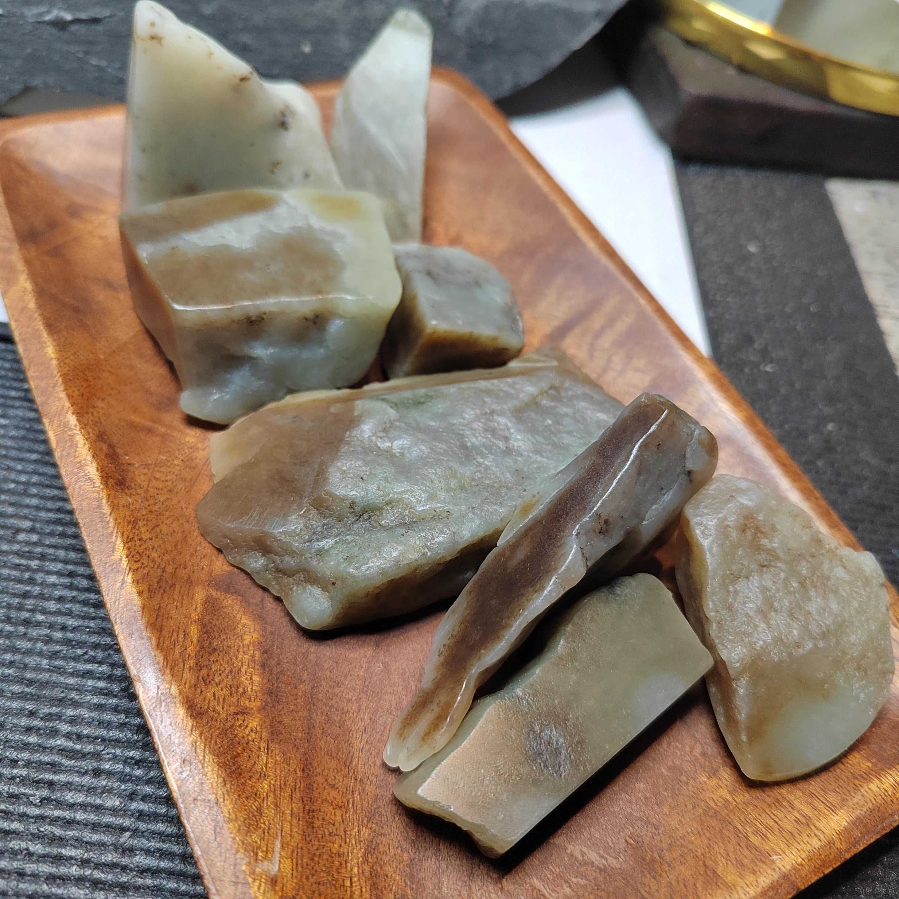 Natural DIY Nephrite Jade Raw Fragments · 476g Sugar Brown with Shuicao 花 Pattern | SL539 SL Precious