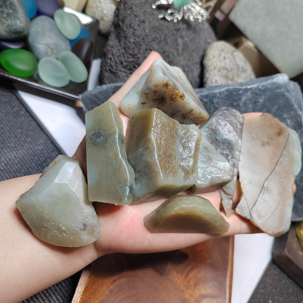 Natural DIY Nephrite Jade Raw Fragments · 476g Sugar Brown with Shuicao 花 Pattern | SL539 SL Precious