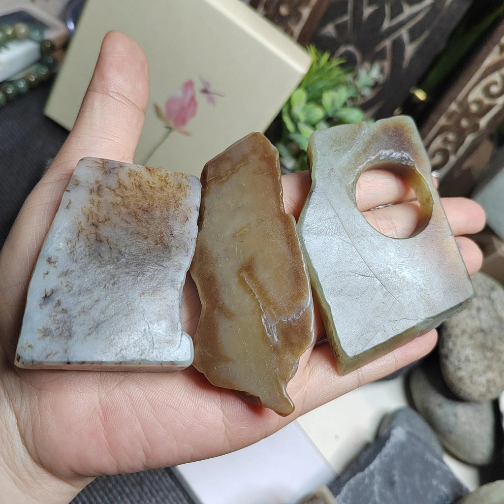 Natural DIY Nephrite Jade Raw Fragments · 485g Sugar Brown with Shuicao 花 Pattern | SL540 SL Precious