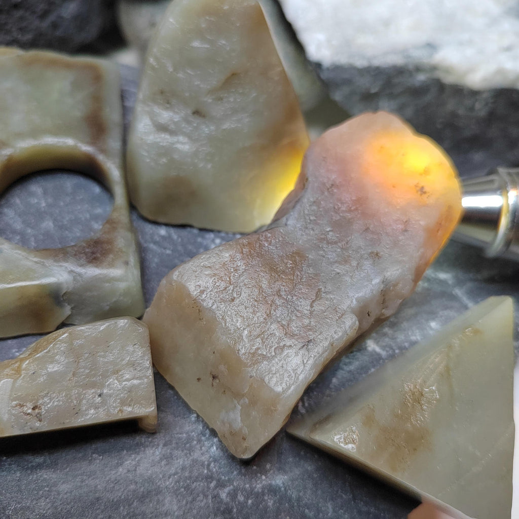 Natural DIY Nephrite Jade Raw Fragments · 485g Sugar Brown with Shuicao 花 Pattern | SL540 SL Precious