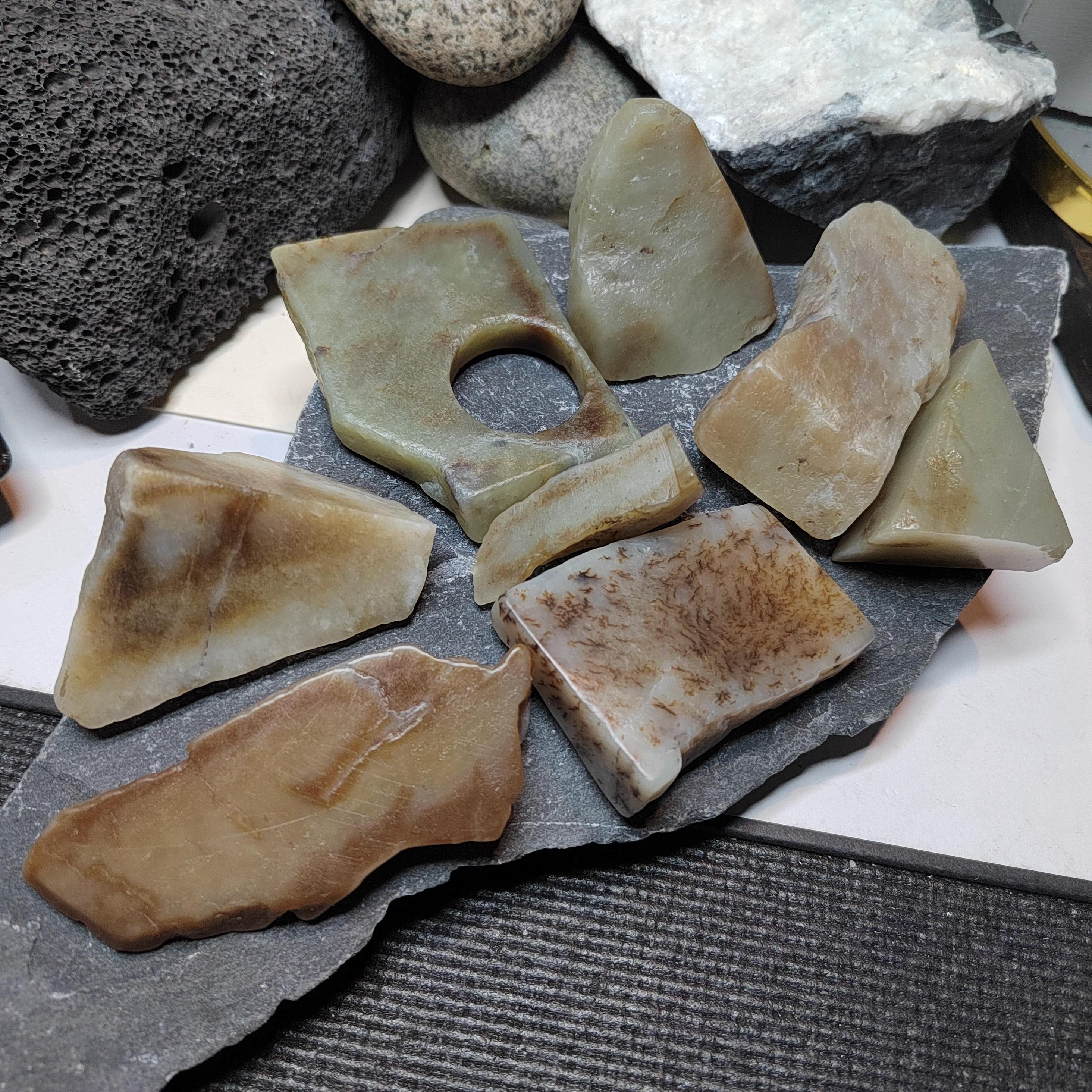 Natural DIY Nephrite Jade Raw Fragments · 485g Sugar Brown with Shuicao 花 Pattern | SL540 SL Precious