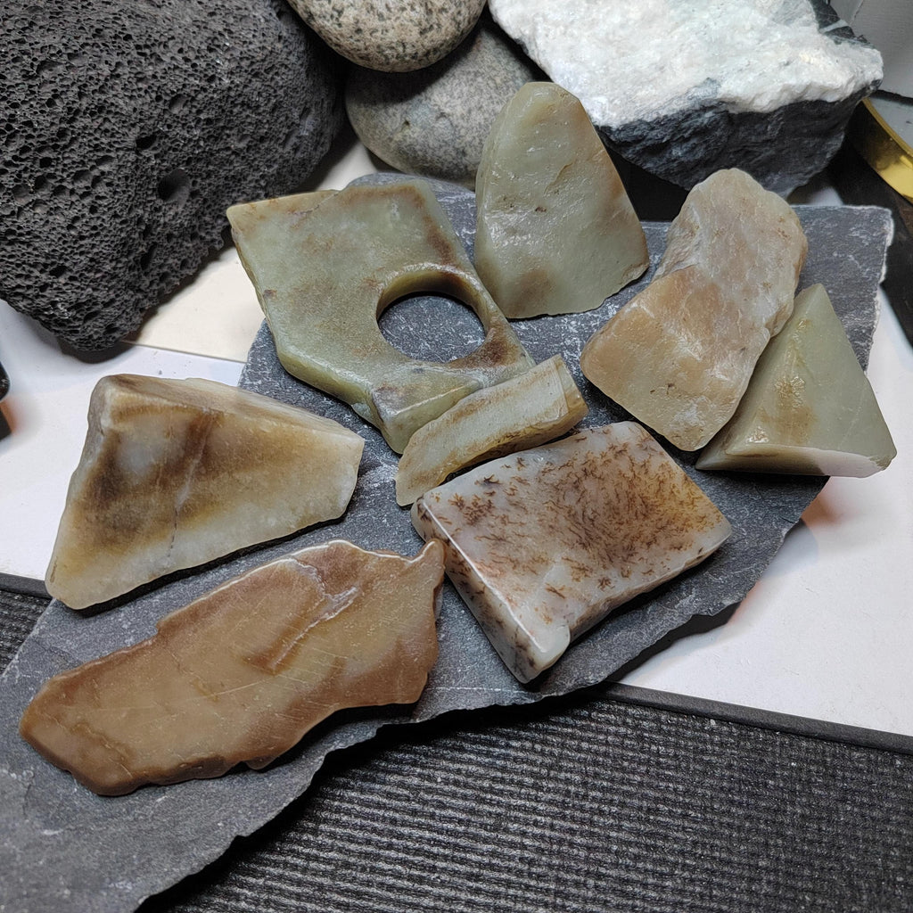Natural DIY Nephrite Jade Raw Fragments · 485g Sugar Brown with Shuicao 花 Pattern | SL540 SL Precious
