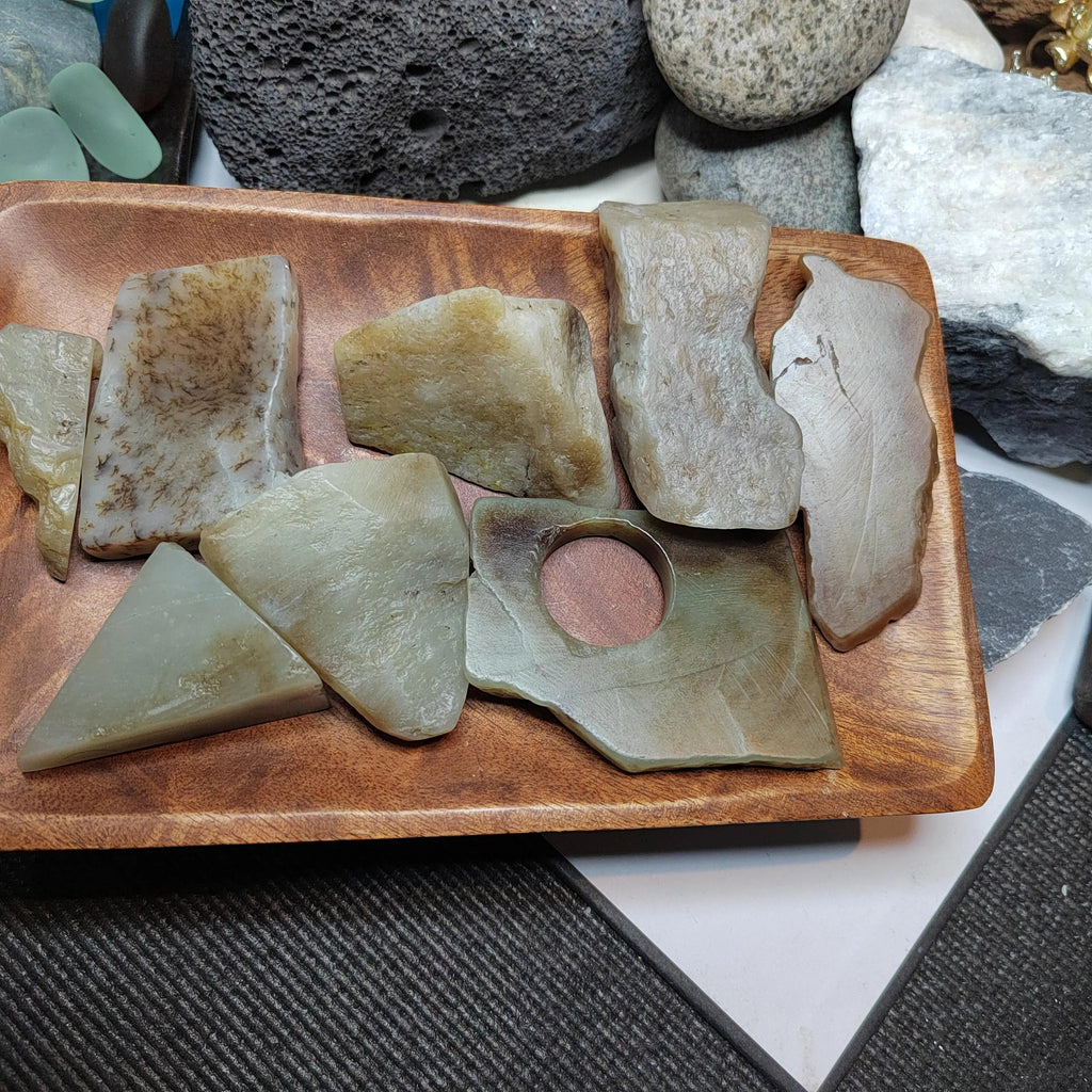 Natural DIY Nephrite Jade Raw Fragments · 485g Sugar Brown with Shuicao 花 Pattern | SL540 SL Precious