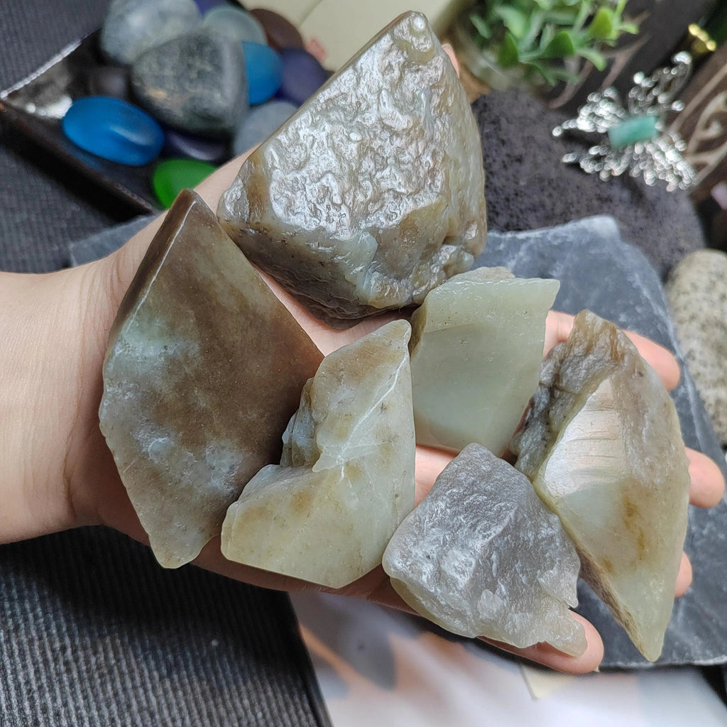 Natural DIY Nephrite Jade Raw Fragments · 443g Sugar Brown Tone | SL541 SL Precious