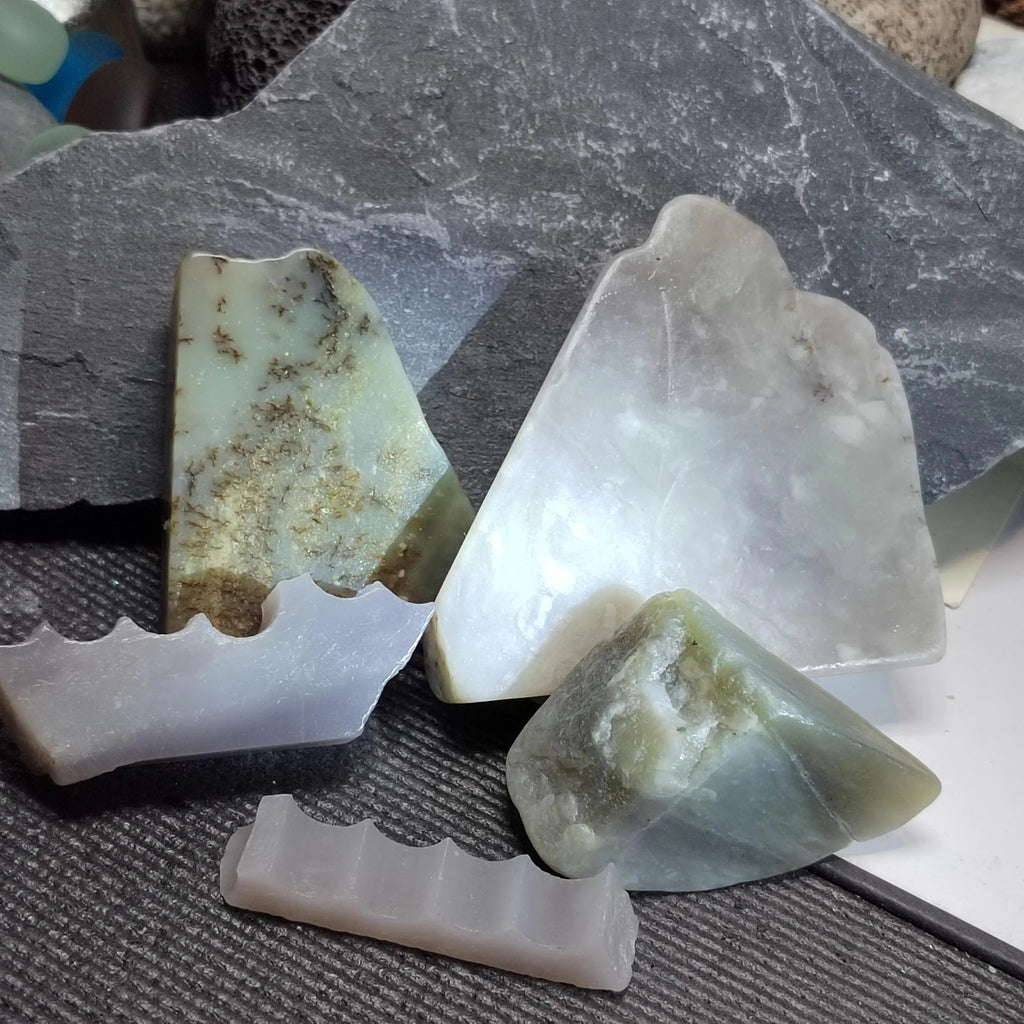 Natural DIY Nephrite Jade Raw Fragments · 467g Sugar Brown & Purple Smoke Mix | SL542 SL Precious