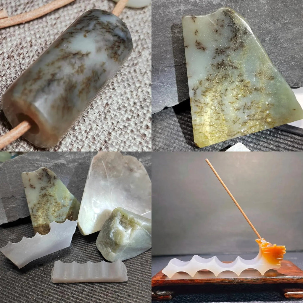 Natural DIY Nephrite Jade Raw Fragments · 467g Sugar Brown & Purple Smoke Mix | SL542 SL Precious