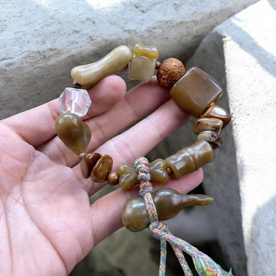 Natural DIY Nephrite Jade Raw Fragments · 485g Sugar Brown with Shuicao 花 Pattern | SL540 SL Precious