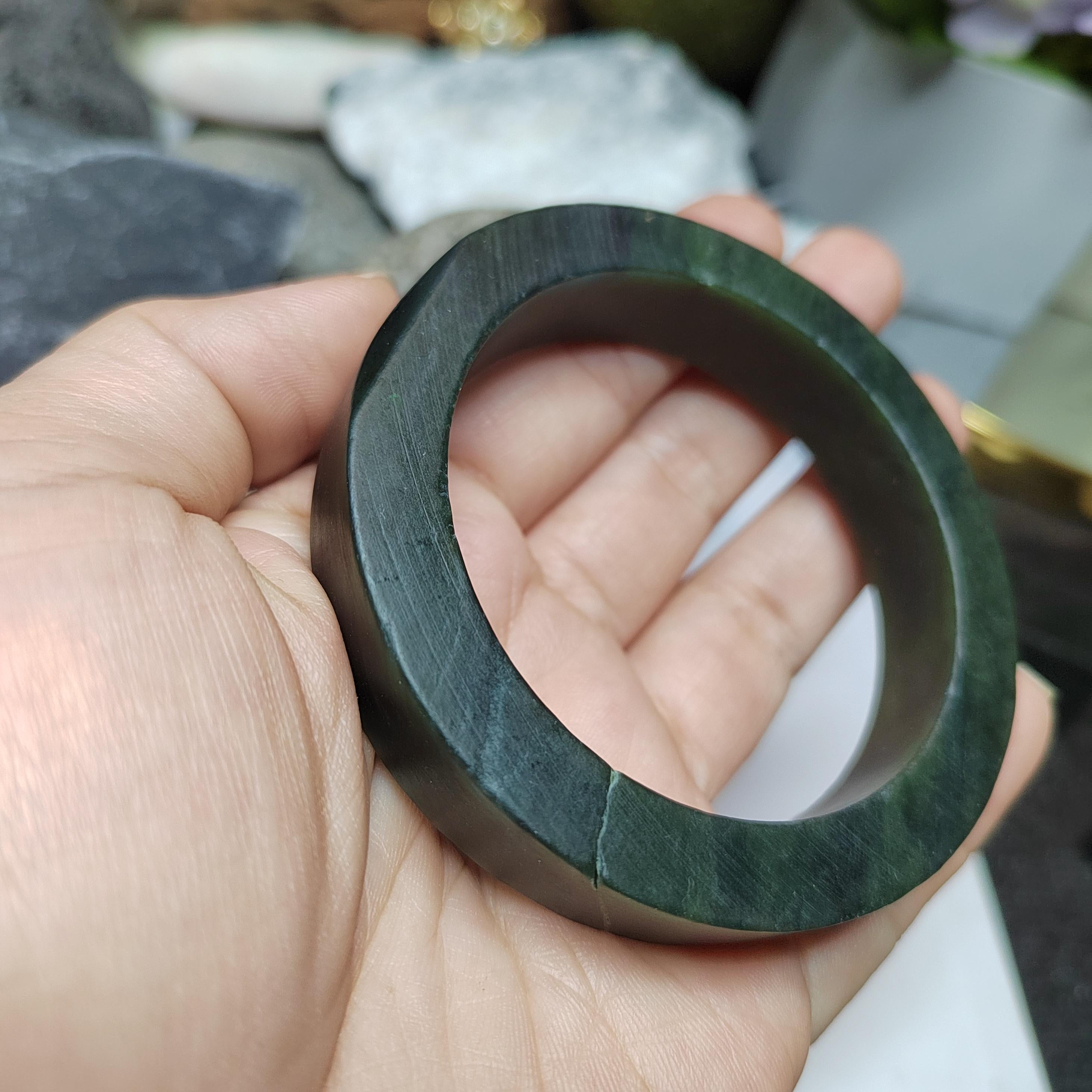 Natural DIY Nephrite Jade 半成品 Offcuts · 3 Bangles + 5 Squares · 368g Deep Green | SL544 SL Precious