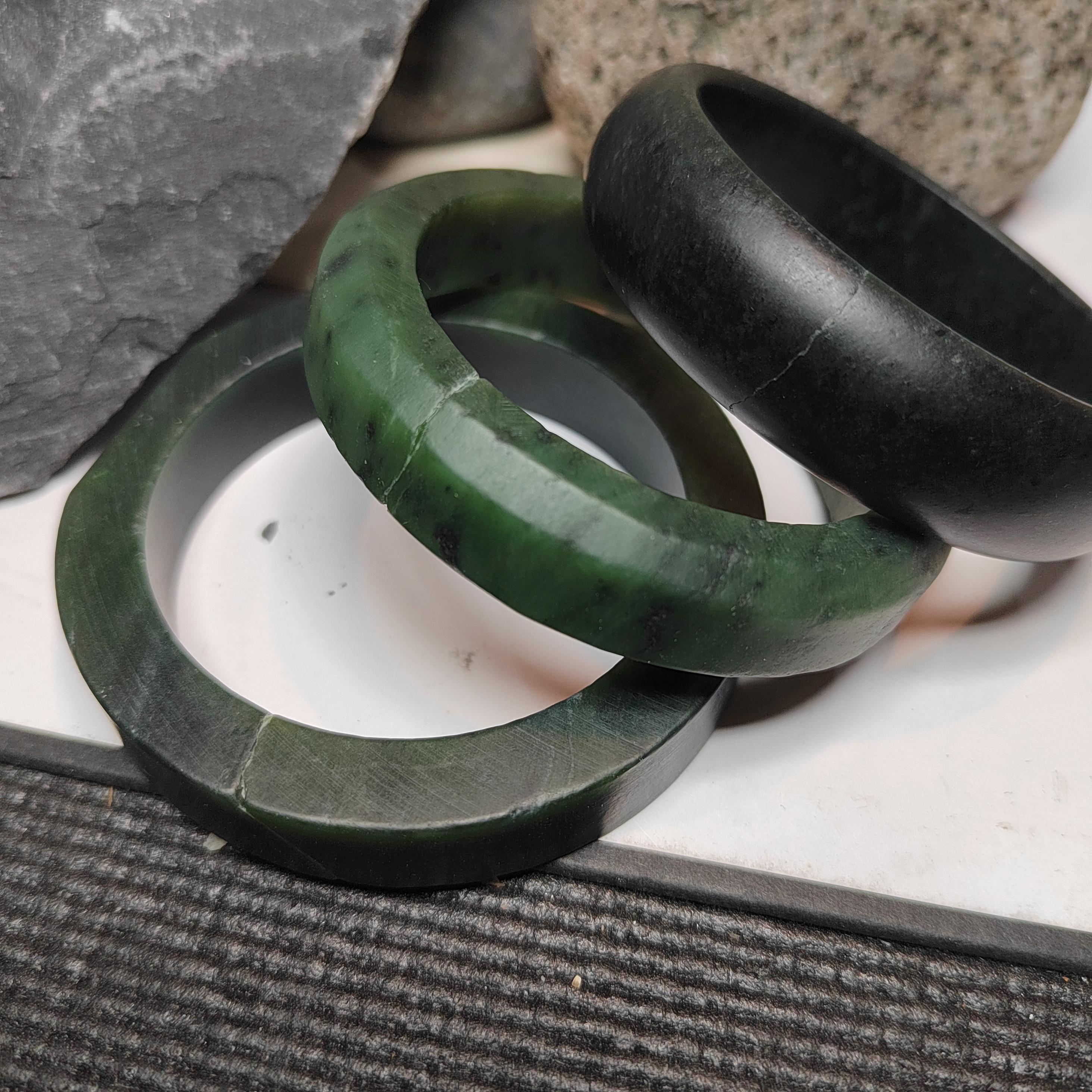 Natural DIY Nephrite Jade 半成品 Offcuts · 3 Bangles + 5 Squares · 368g Deep Green | SL544 SL Precious