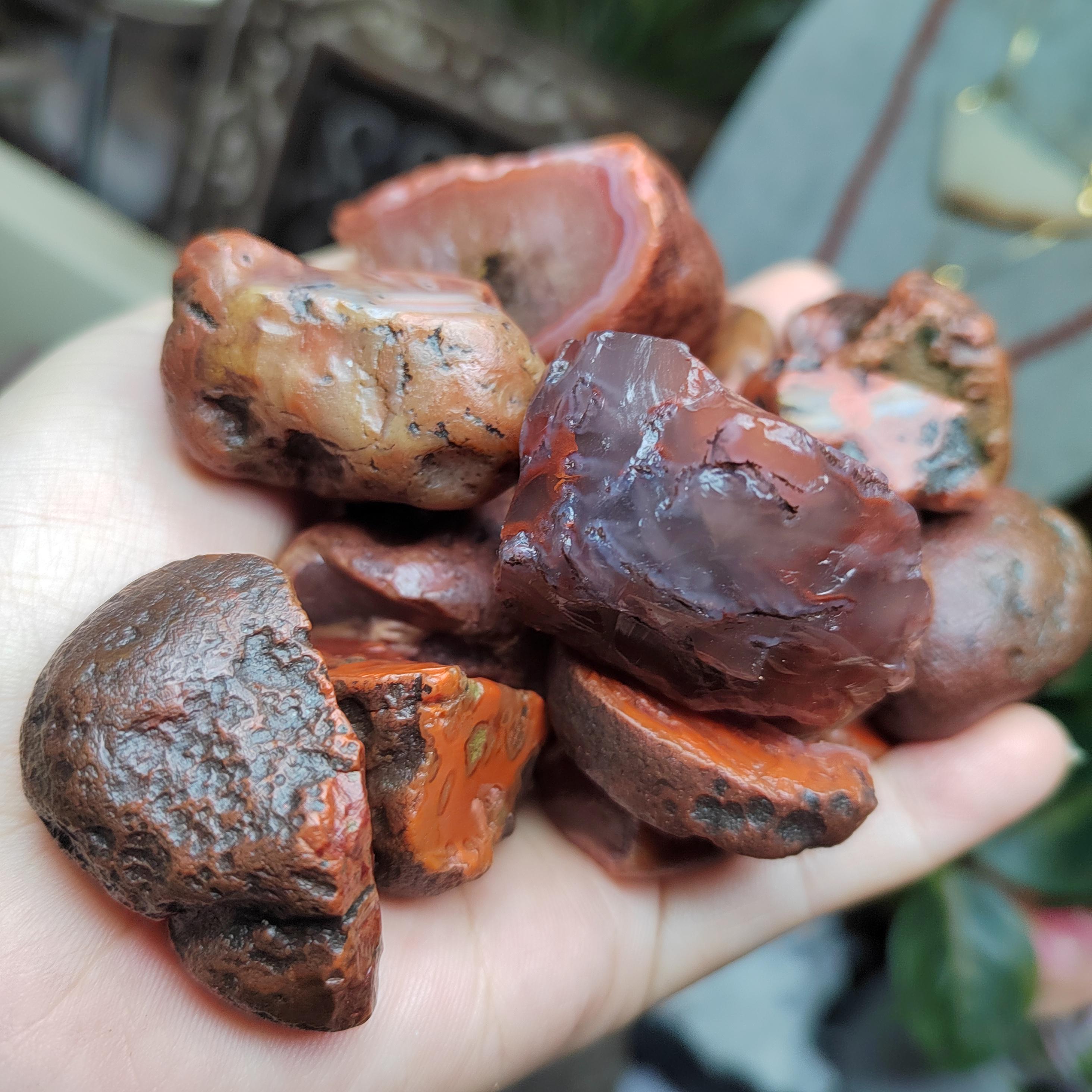 Rare Waxi Nanhong Agate Raw Stones · 427g · 17pcs Natural Uneven Cut | SL546 SL Precious
