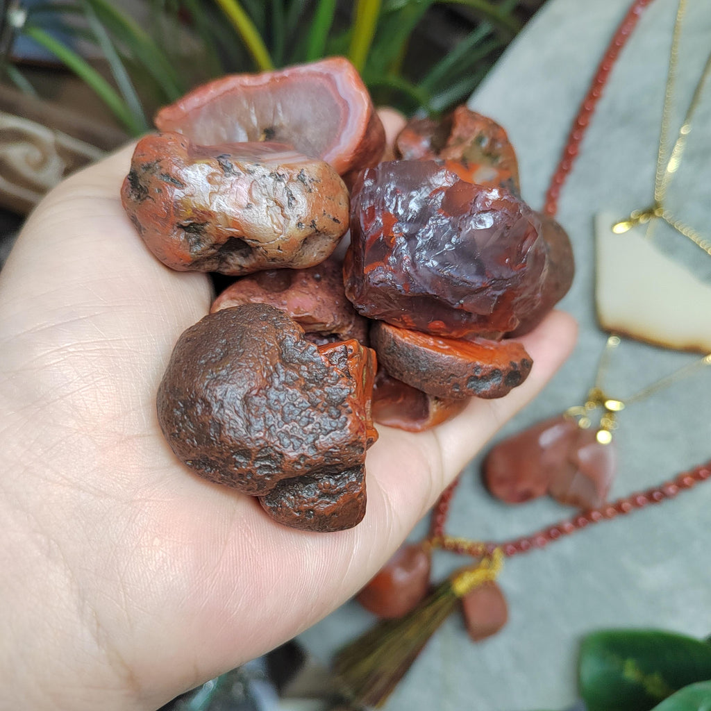 Rare Waxi Nanhong Agate Raw Stones · 427g · 17pcs Natural Uneven Cut | SL546 SL Precious