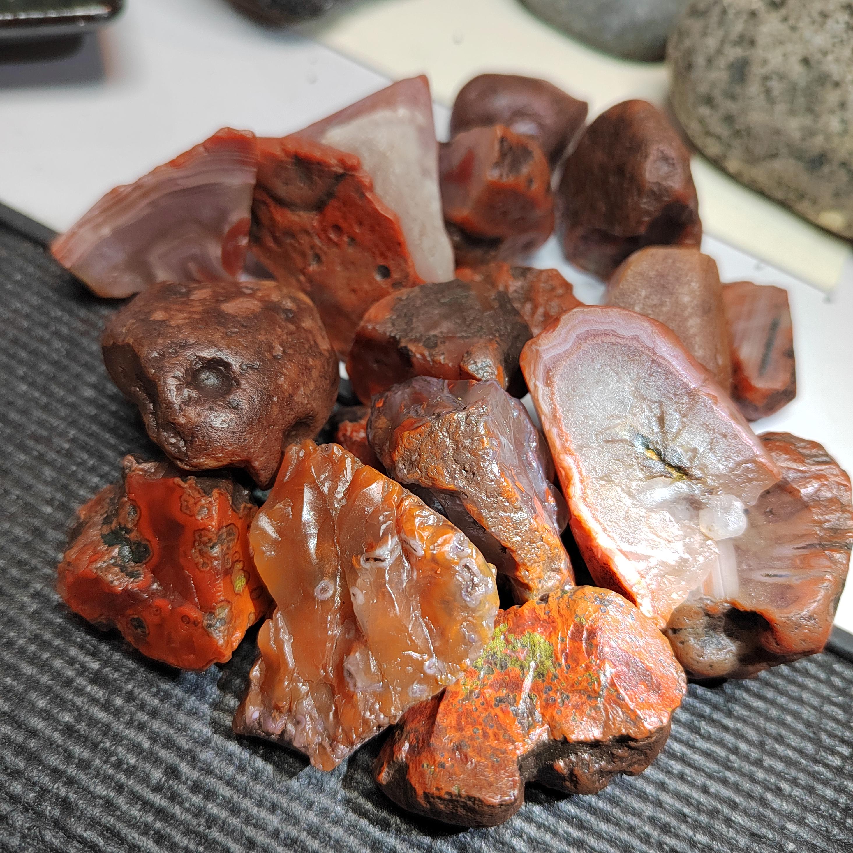 Rare Waxi Nanhong Agate Raw Stones · 427g · 17pcs Natural Uneven Cut | SL546 SL Precious