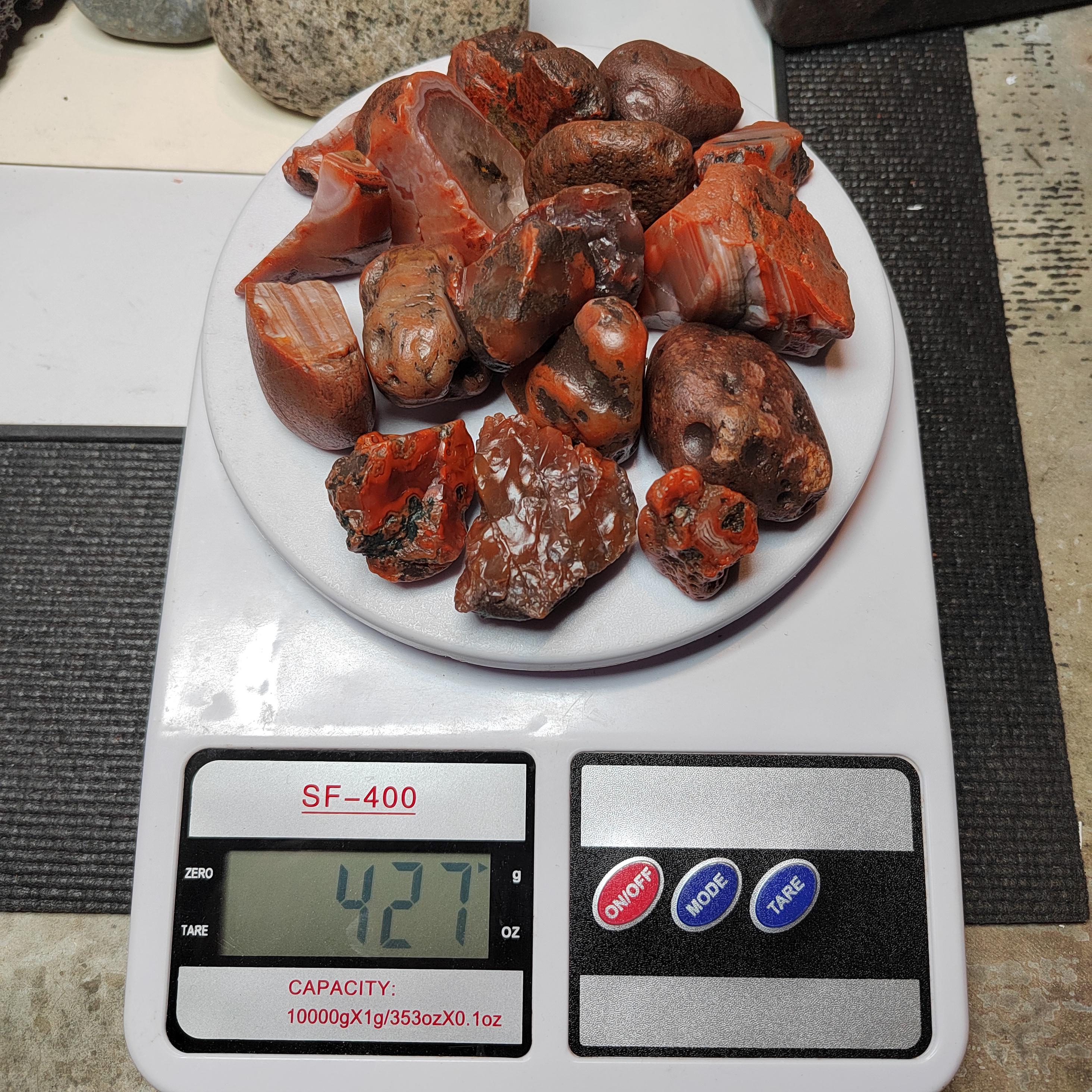 Rare Waxi Nanhong Agate Raw Stones · 427g · 17pcs Natural Uneven Cut | SL546 SL Precious