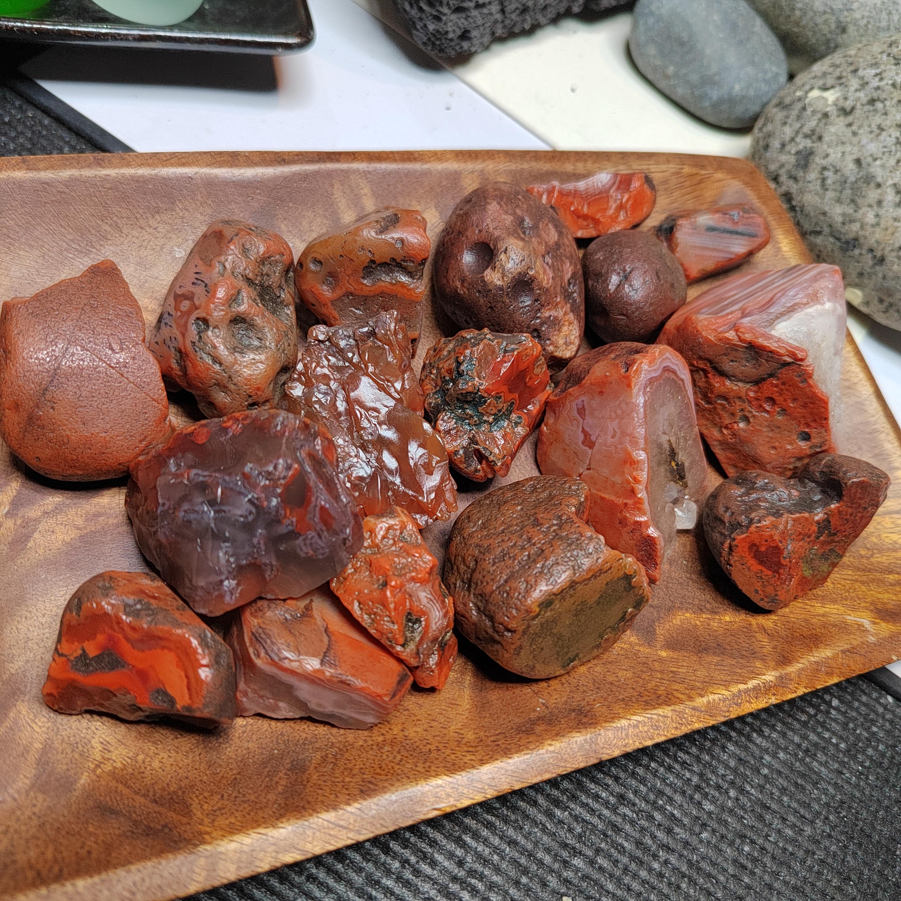Rare Waxi Nanhong Agate Raw Stones · 427g · 17pcs Natural Uneven Cut | SL546 SL Precious