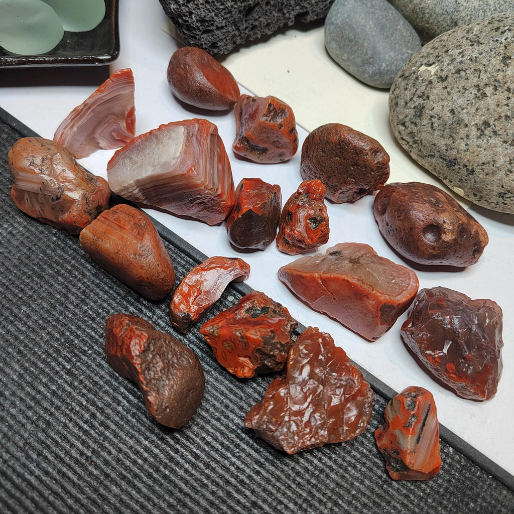 Rare Waxi Nanhong Agate Raw Stones · 427g · 17pcs Natural Uneven Cut | SL546 SL Precious